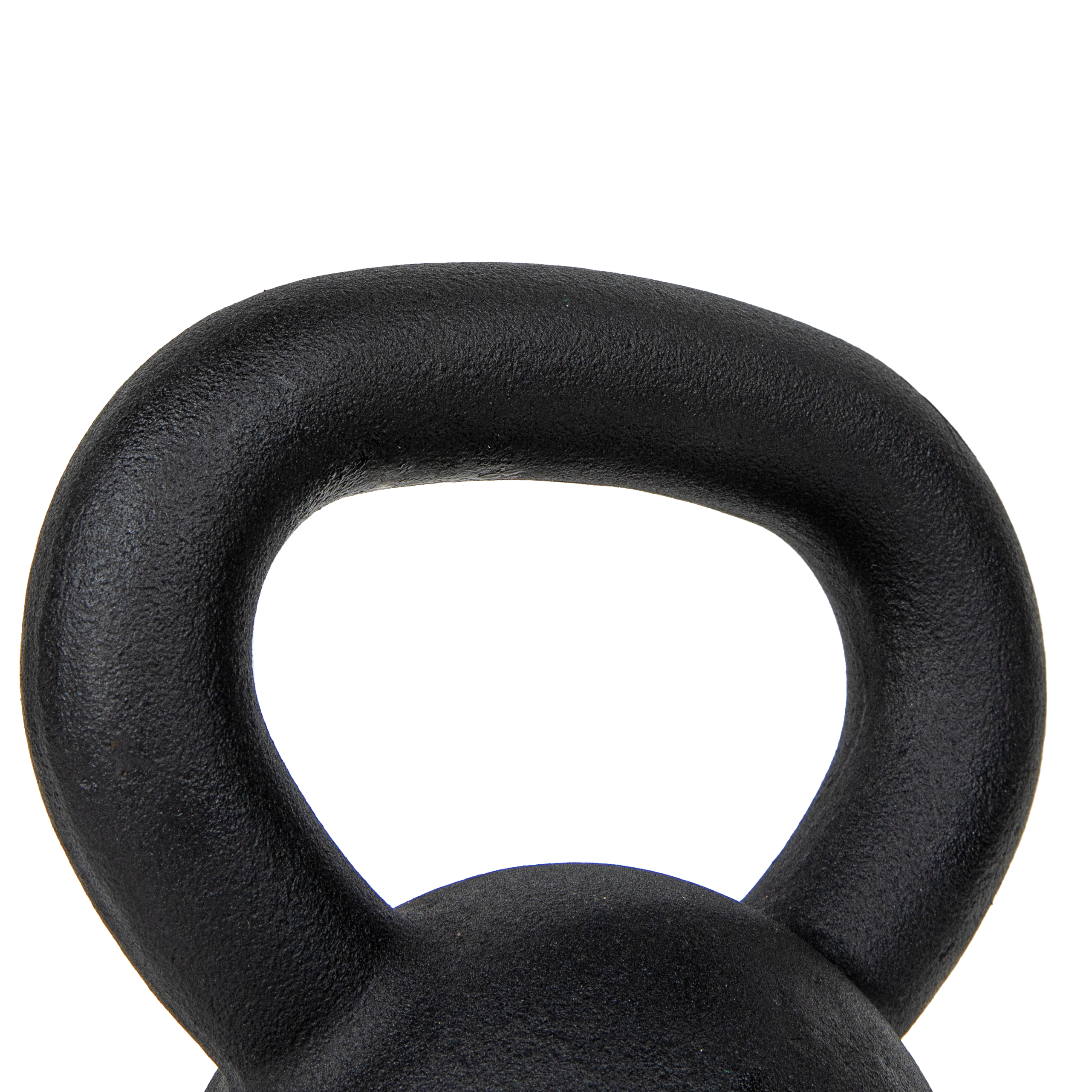 Eine Nahaufnahme eines schwarzen Kettlebell-Griffs.