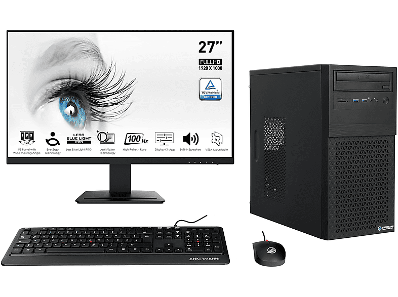 ANKERMANNPC Business Office Work Komplett Set, PC Komplettsystem mit Intel® Core™ i5 i512400F
