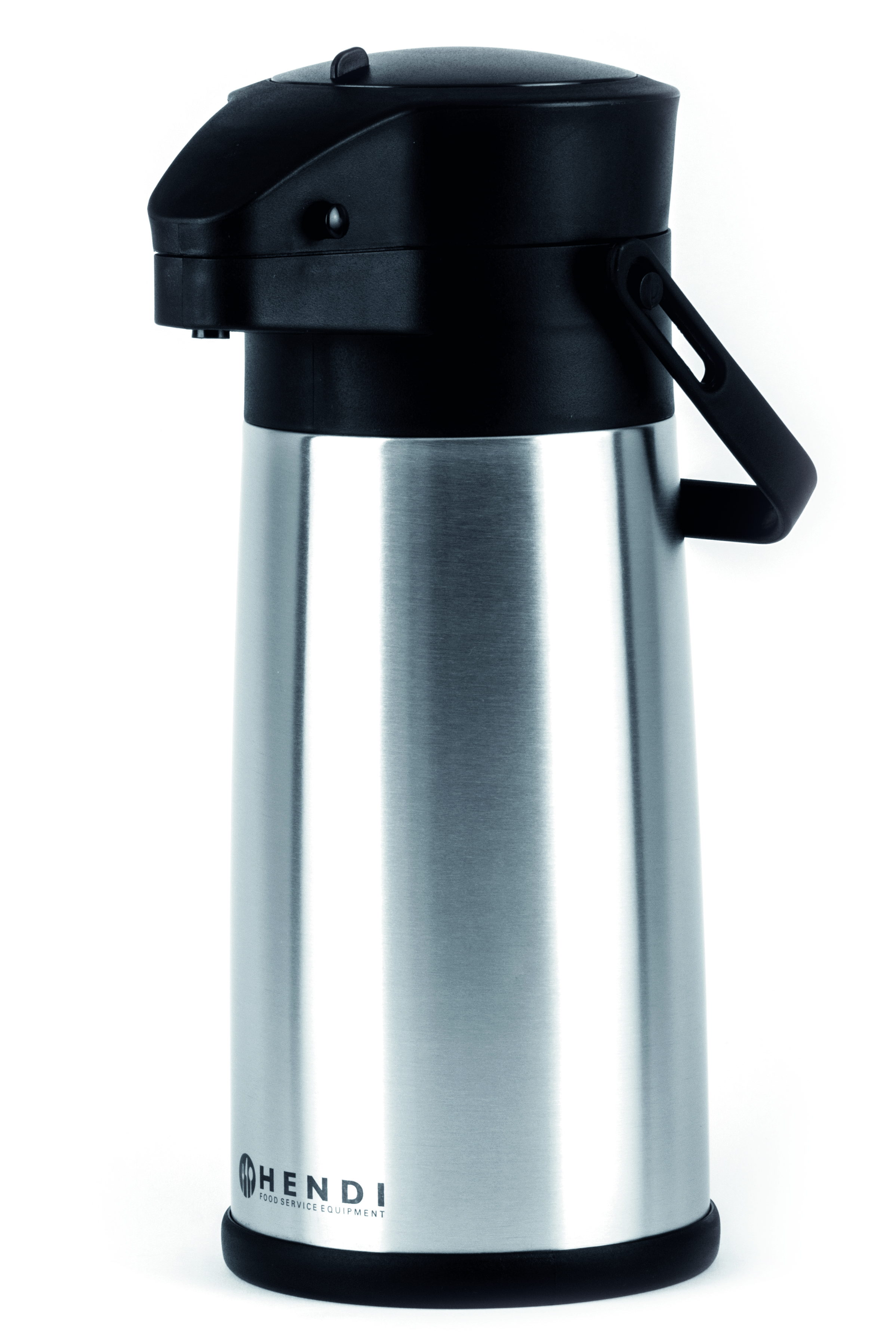 Thermos in acciaio inox e nero.