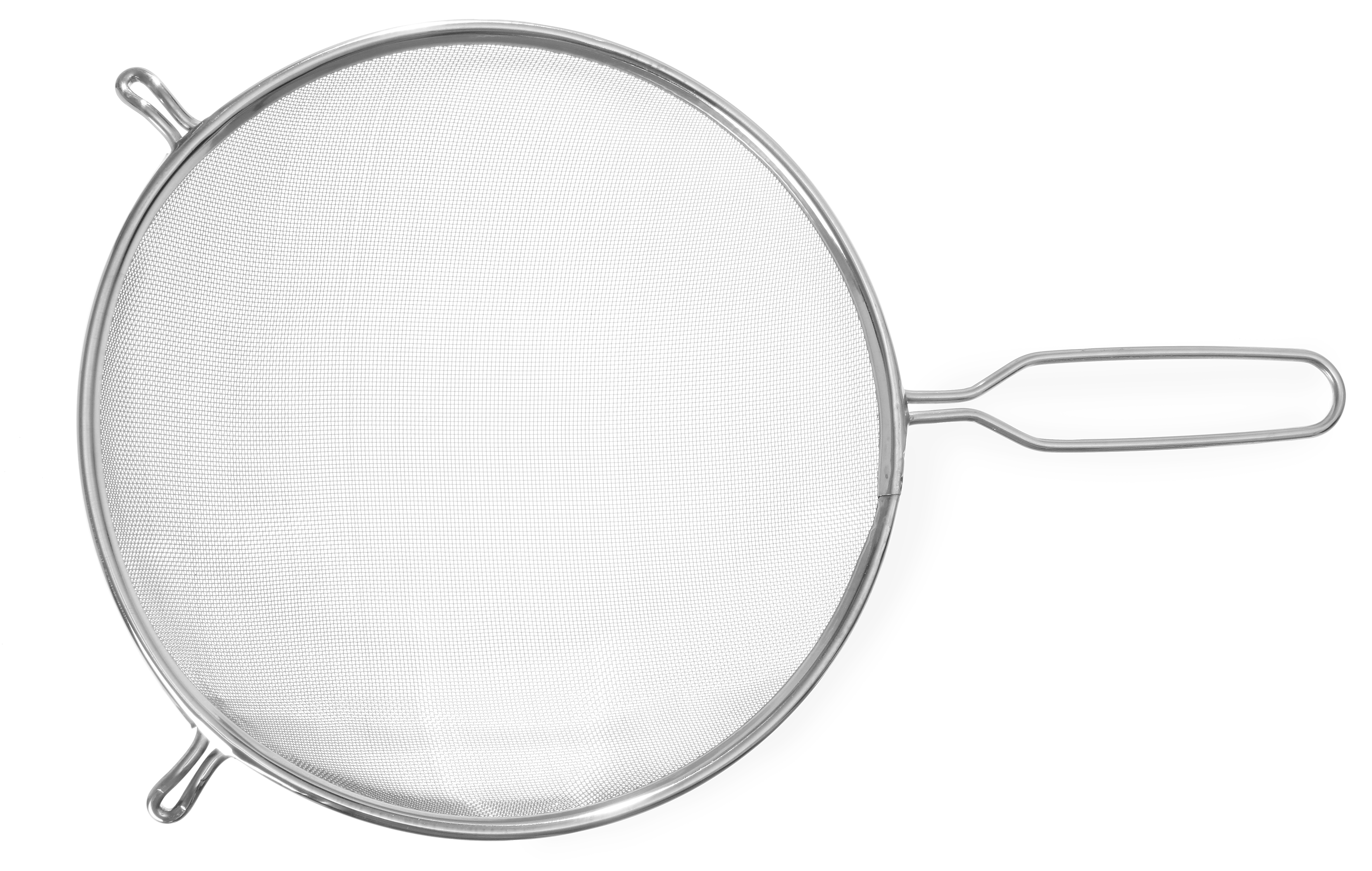 Un colino metallico con manico su bianco.