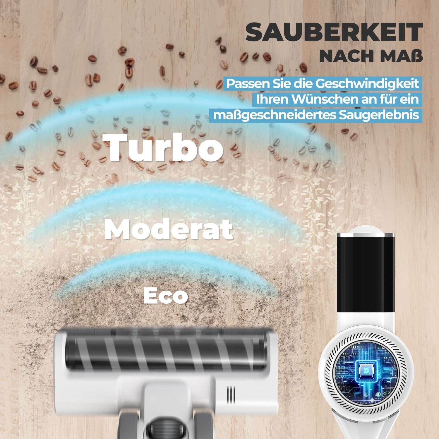KLAMER Akku-Hand-und Stielstaubsauger 420 Watt Kabelloser, 2 Akkus, Flexibler Handstaubsauger mit verschied…, 420 W, beutellos, 25,2V Akku, LED Display & Frontlicht, Leichte Steuerung, 3 Aufsätze