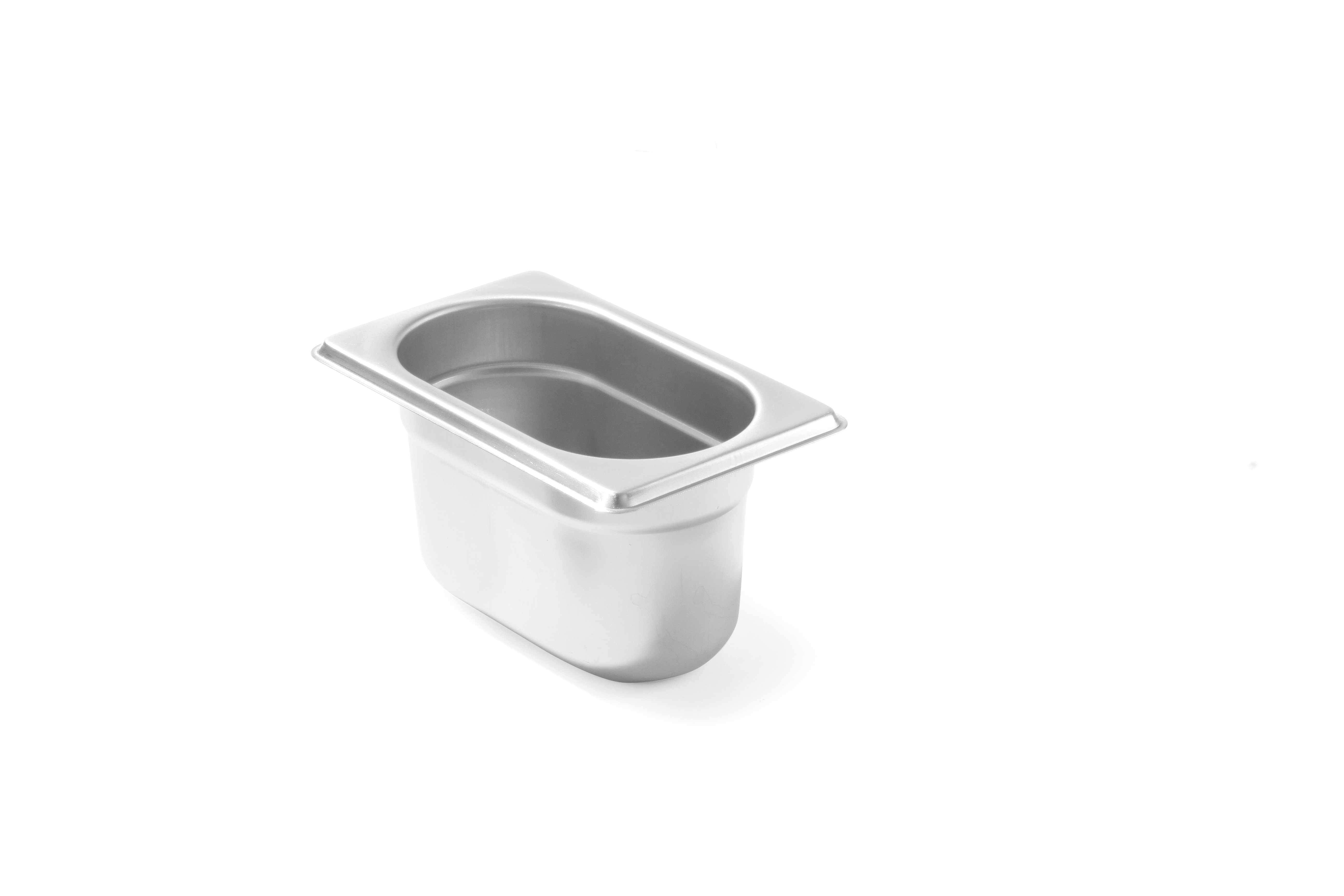 Vassoio rettangolare in acciaio inox per alimenti.