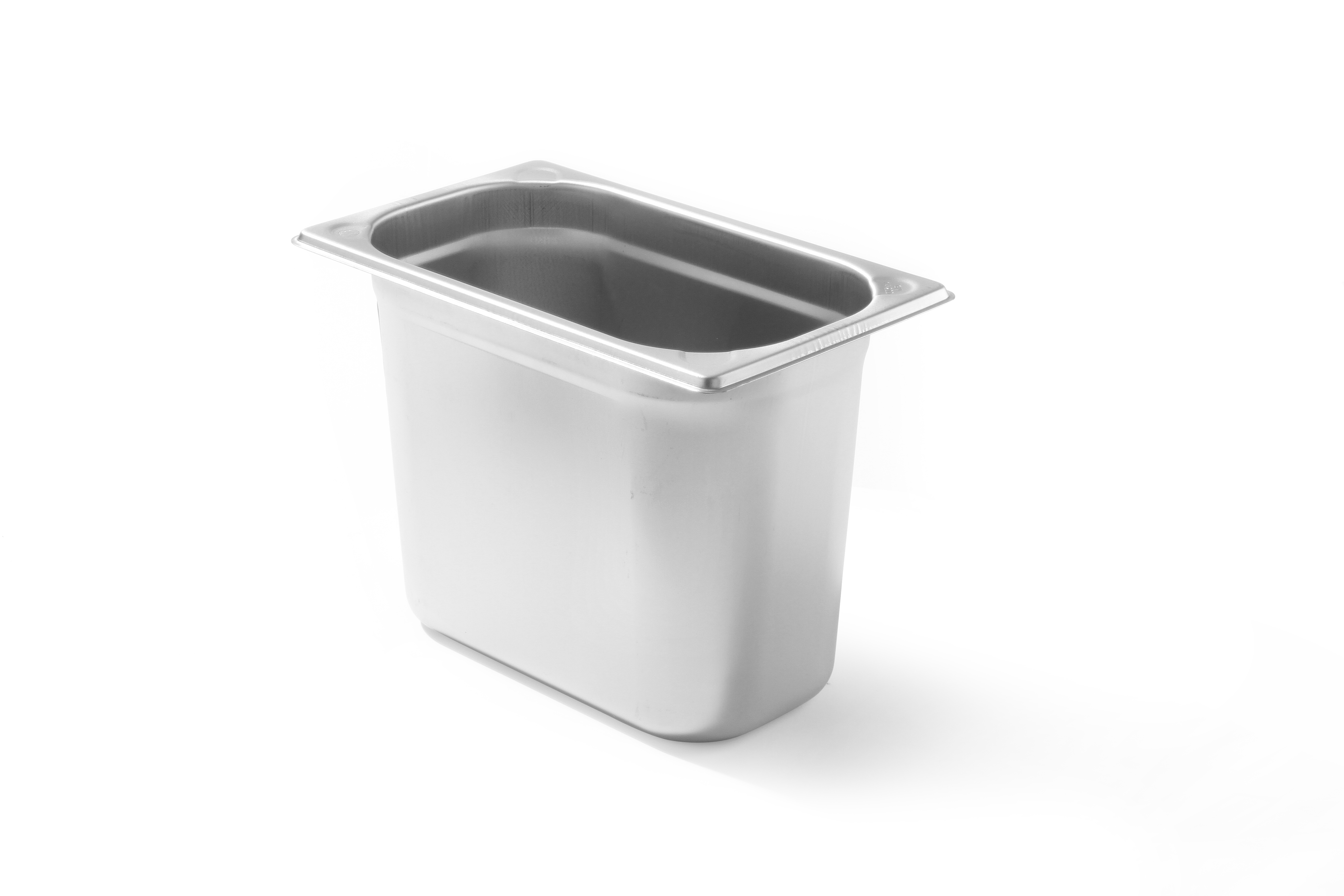 Contenitore alimentare rettangolare in acciaio inox.