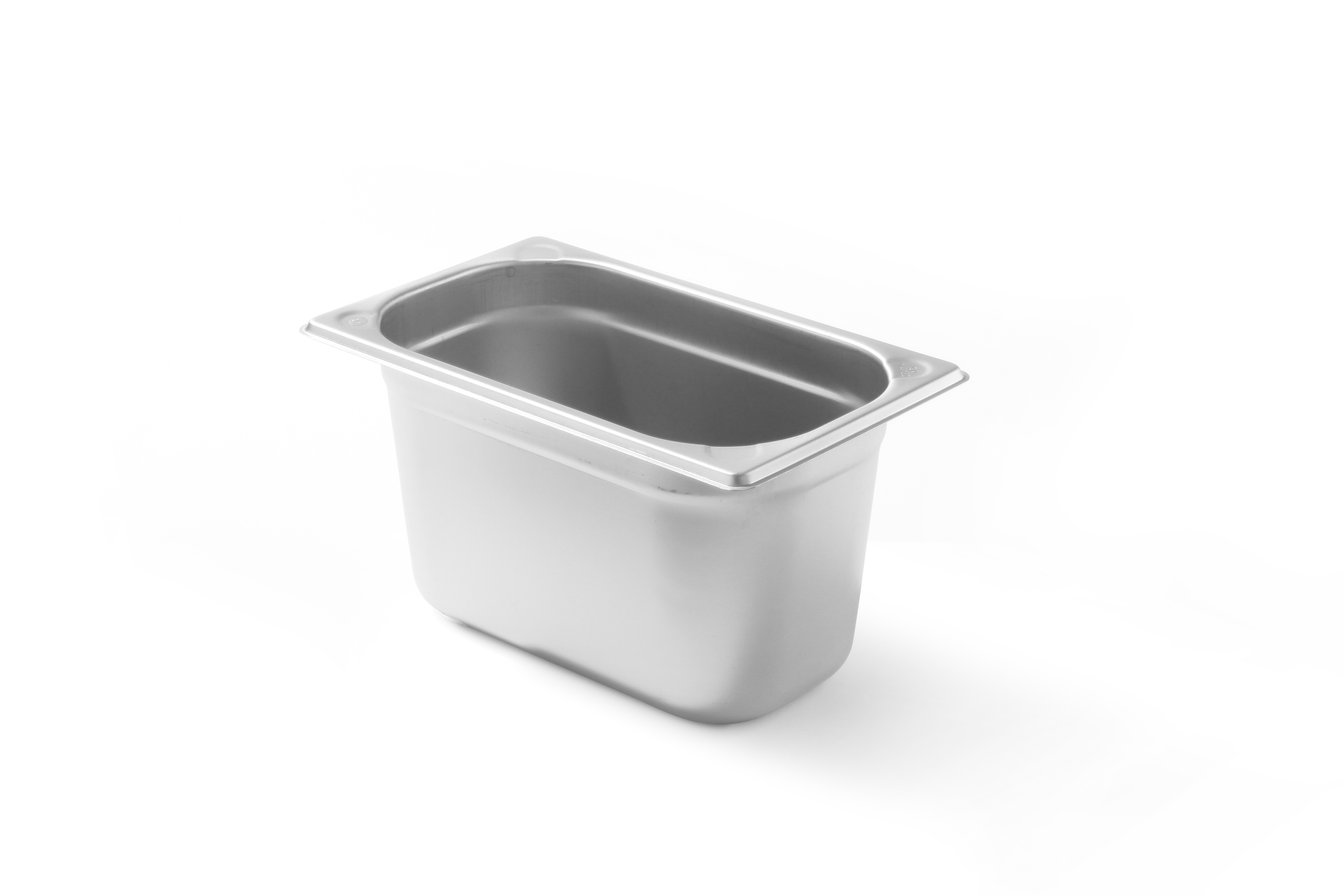 Contenitore alimentare rettangolare in acciaio inox.