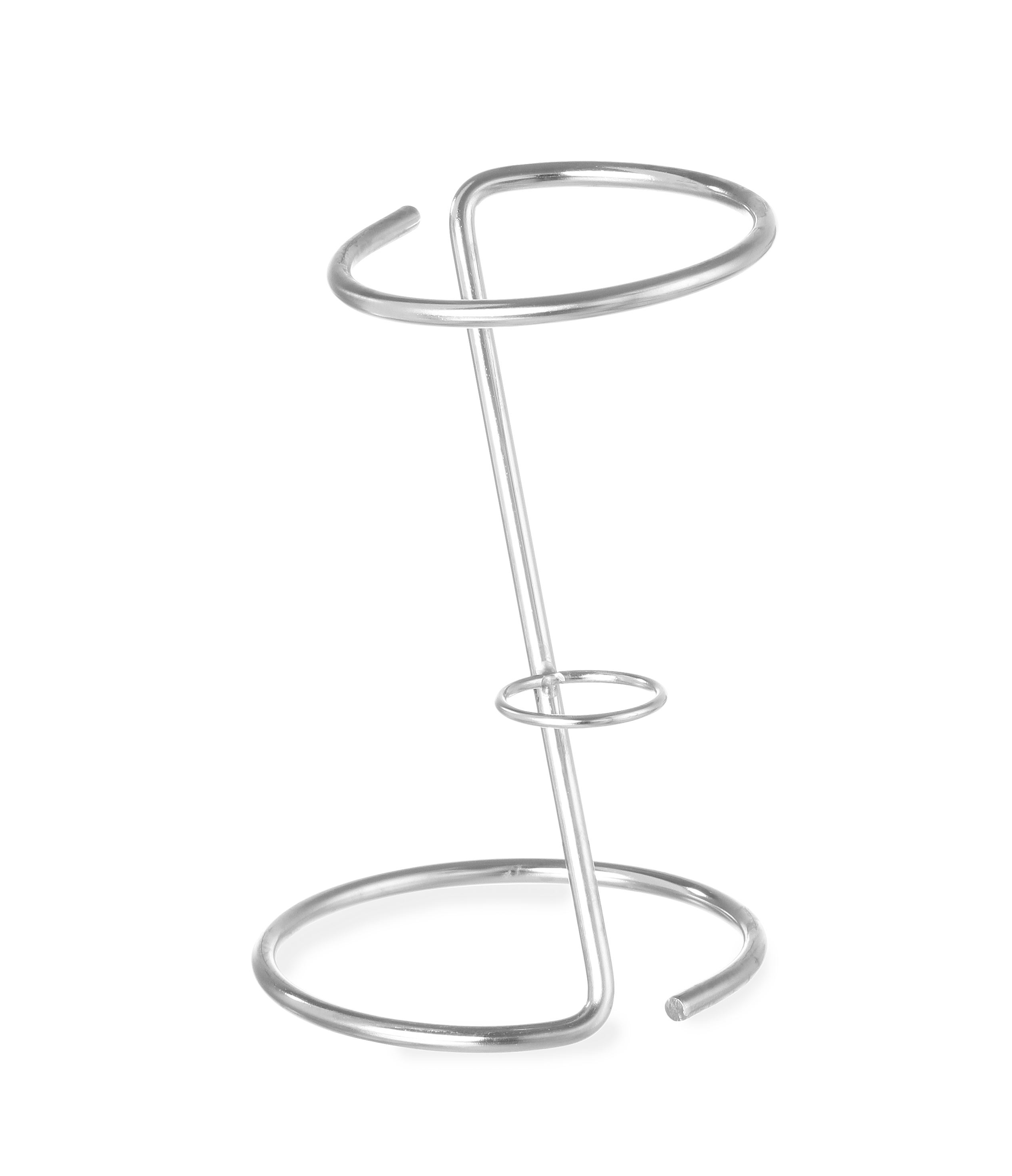 Porta cono gelato in acciaio inox. Base circolare, anello centrale, anello.