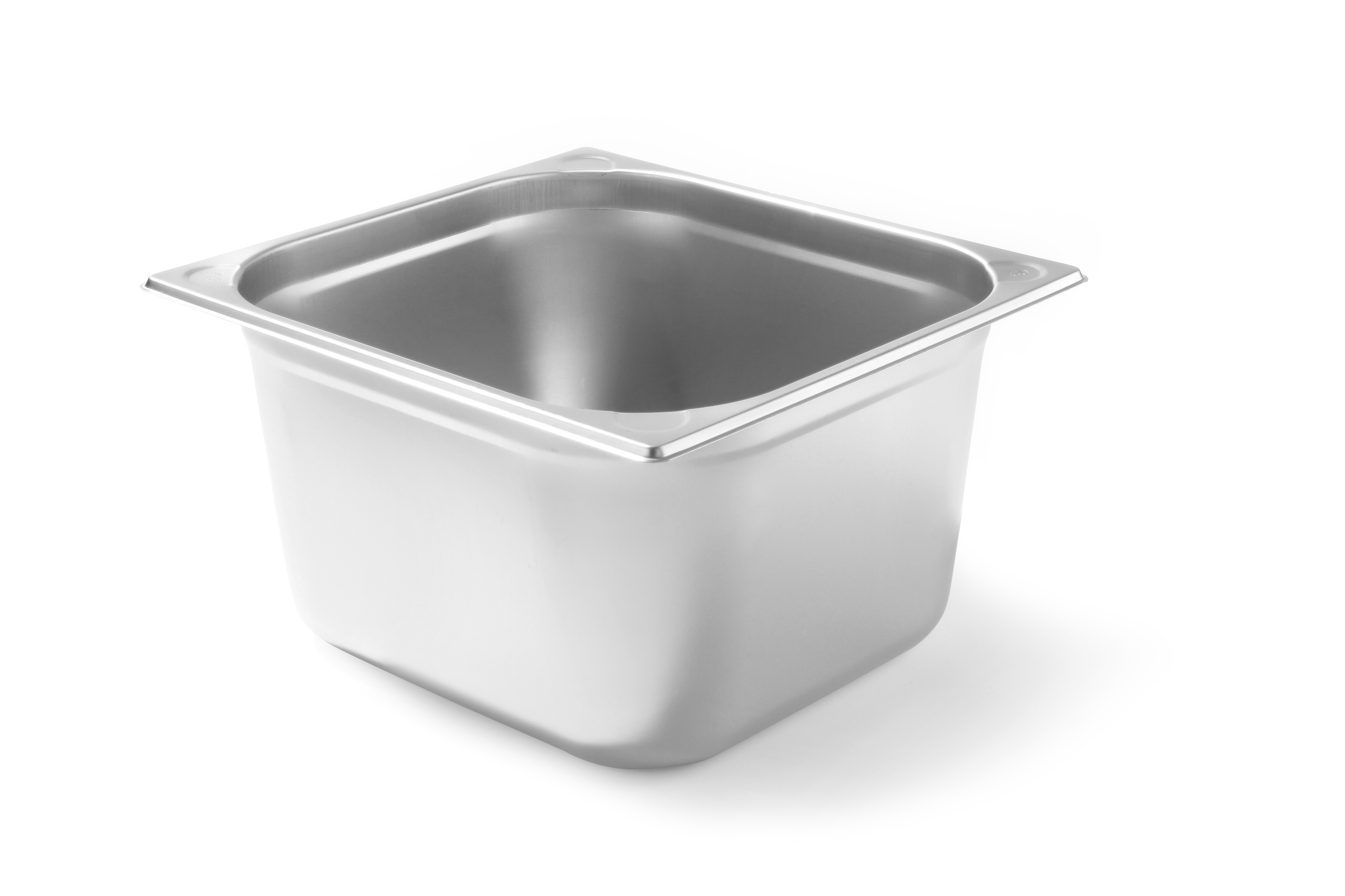 Vassoio quadrato in acciaio inox per alimenti.