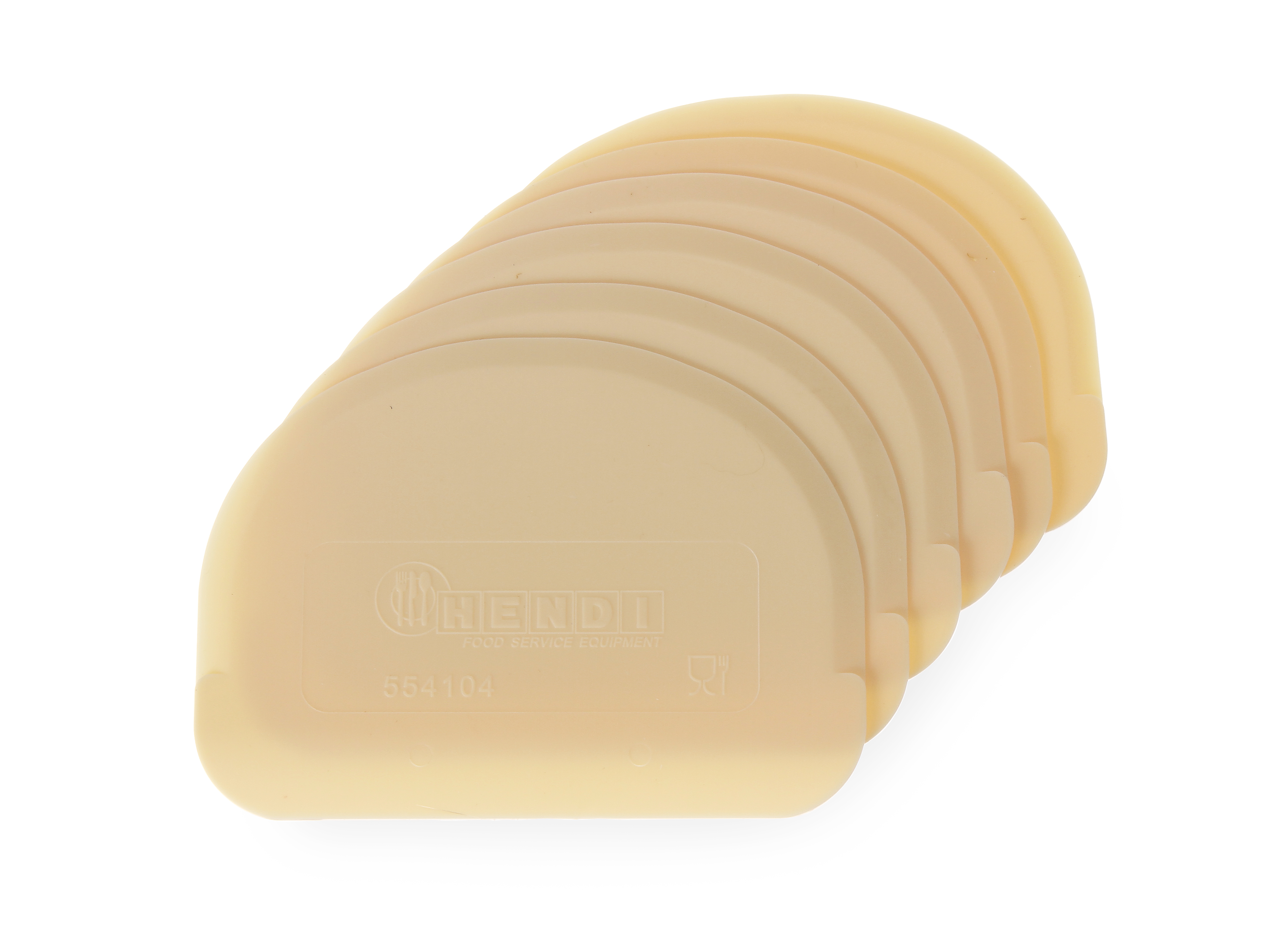 Diverse spatole per impasto beige impilate.