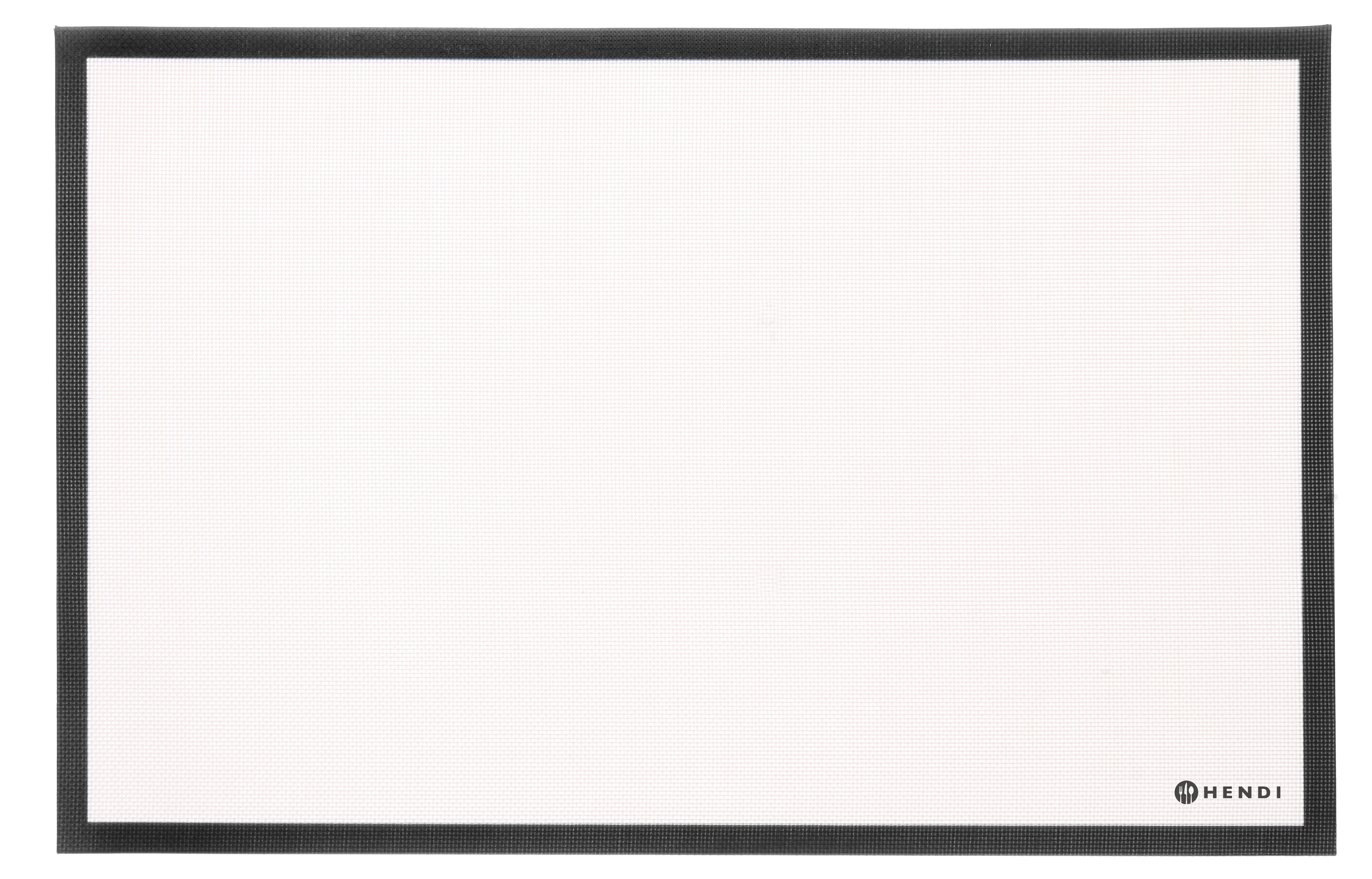 Tappetino da forno rettangolare bianco in silicone con bordo nero, per cucinare e cuocere al forno.