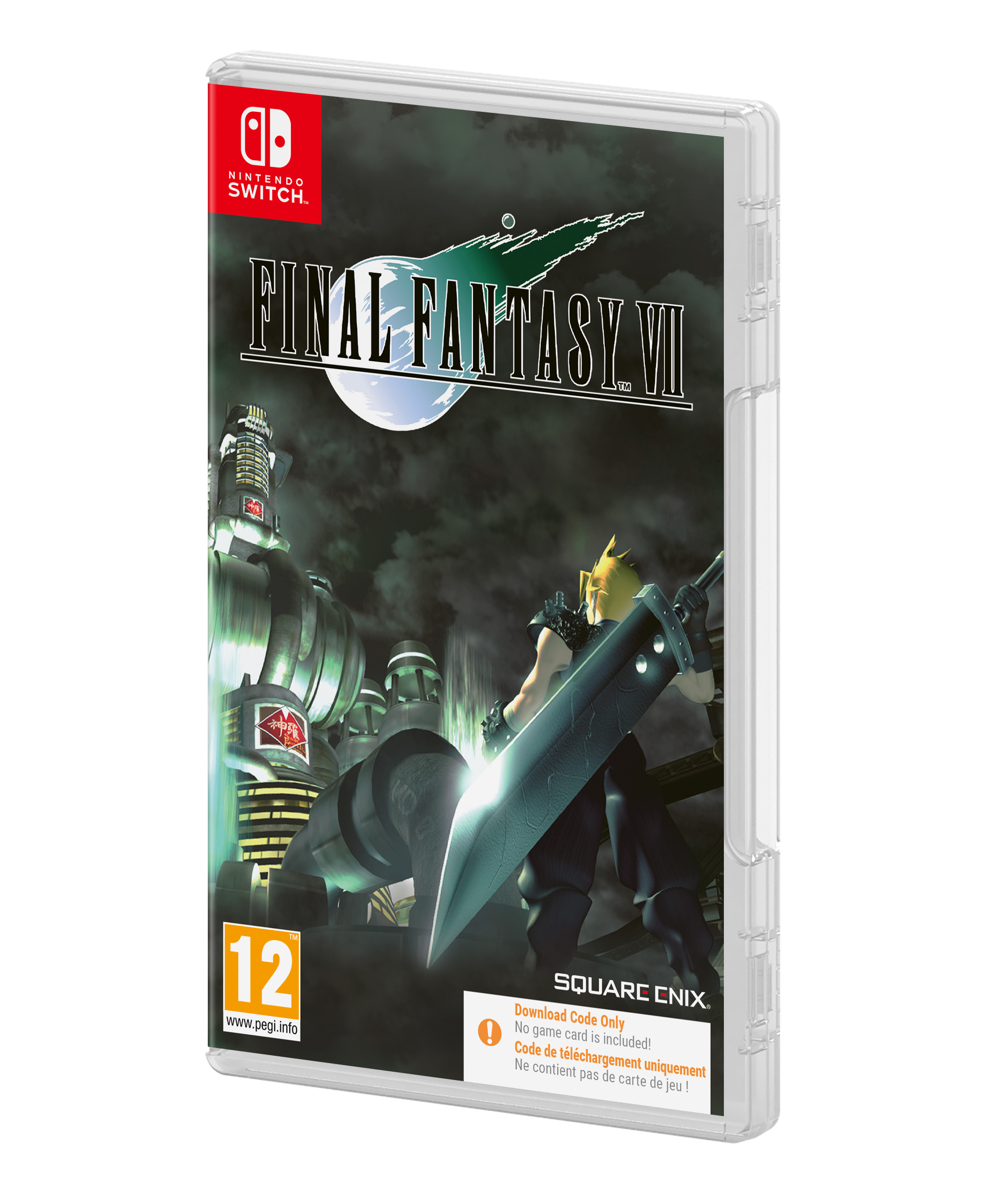 Etui do gry Final Fantasy VII na Nintendo Switch. Widoczny Cloud z dużym mieczem.