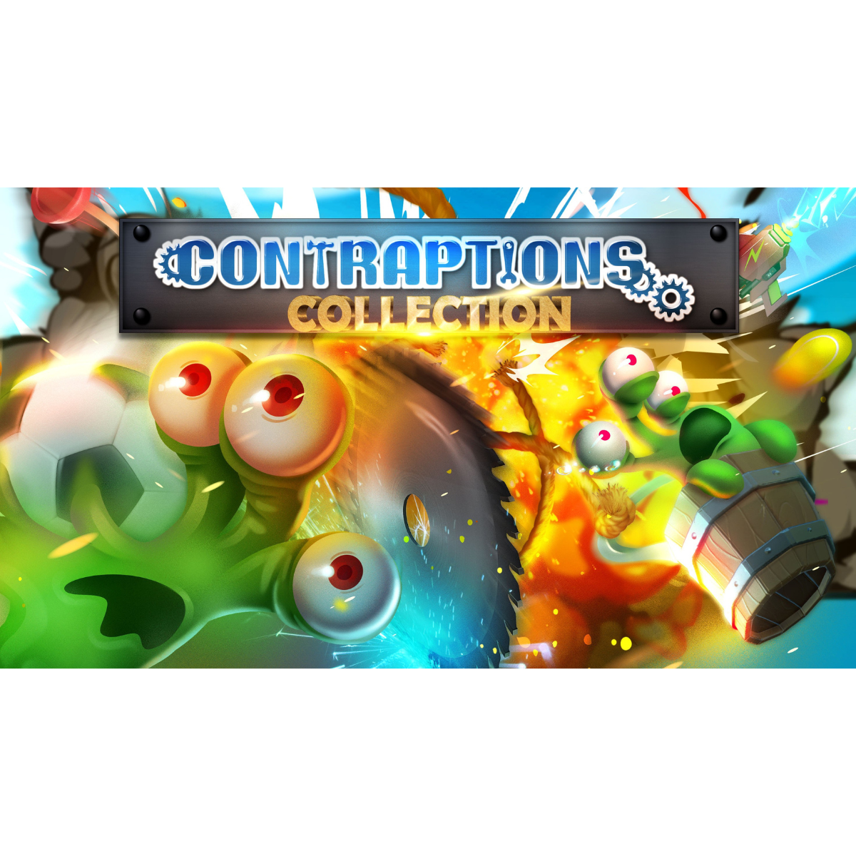 Copertina del gioco Contrapions Collection, con creature dei cartoni animati.