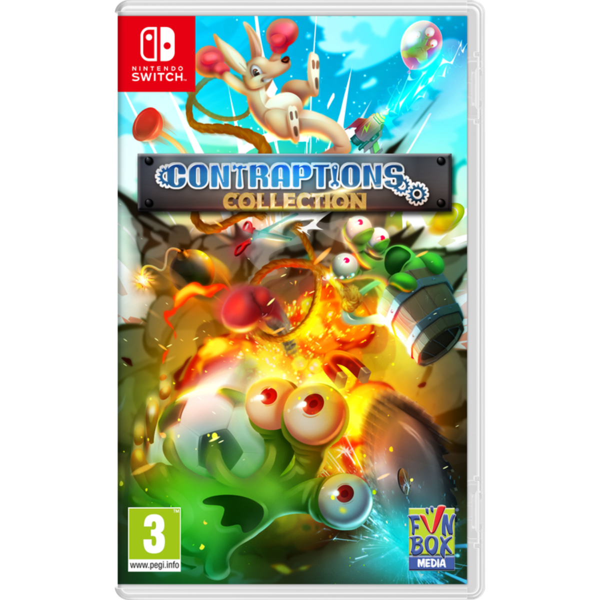 Custodia del gioco Nintendo Switch, 'Contraptions Collection' con personaggi dei cartoni animati.