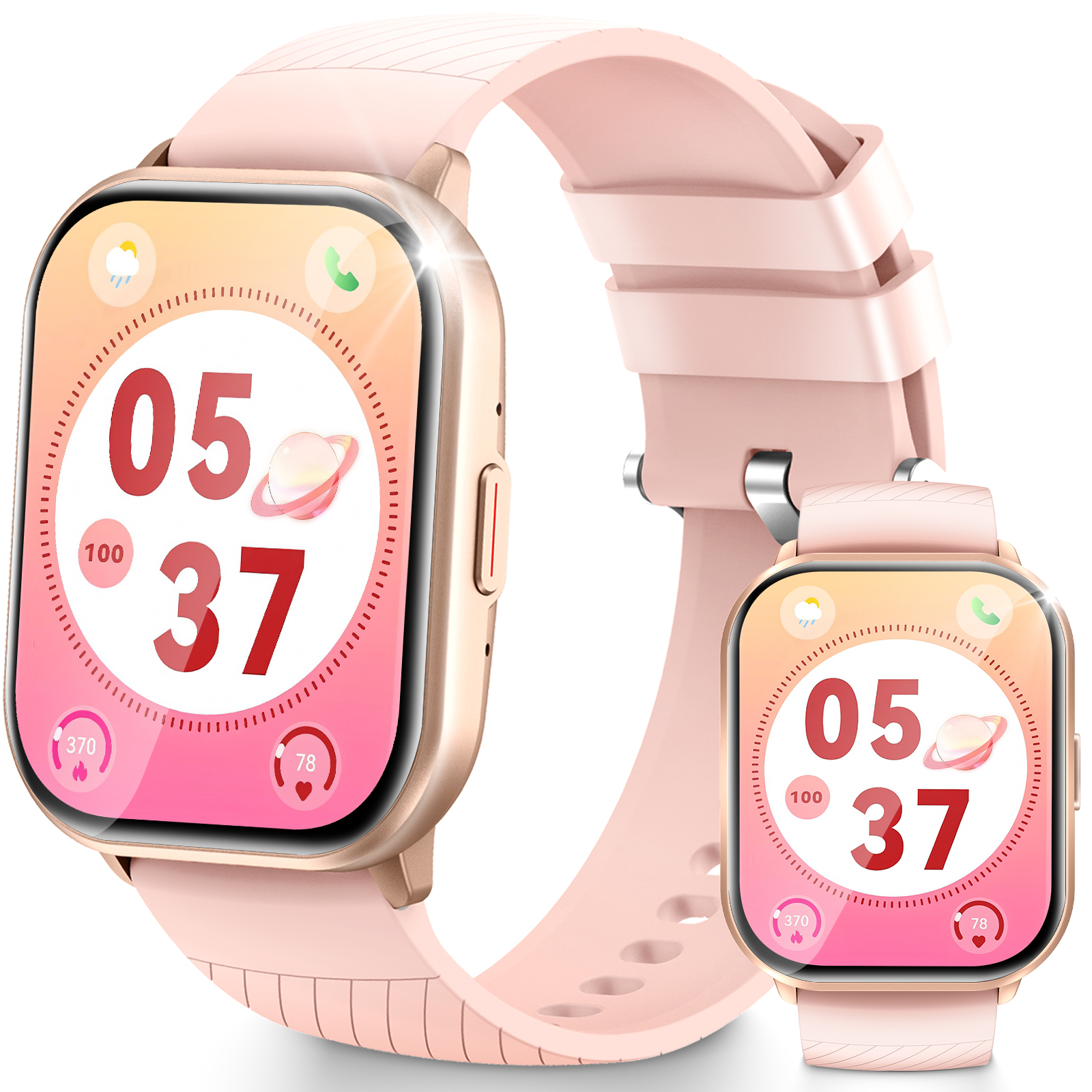 RAYOFI ZL99J Smartwatch Damen Herren, Fitness Uhr, Sportuhr Smartwatch  Silikon, 220 mm, Schwarz/Rosa/Silver