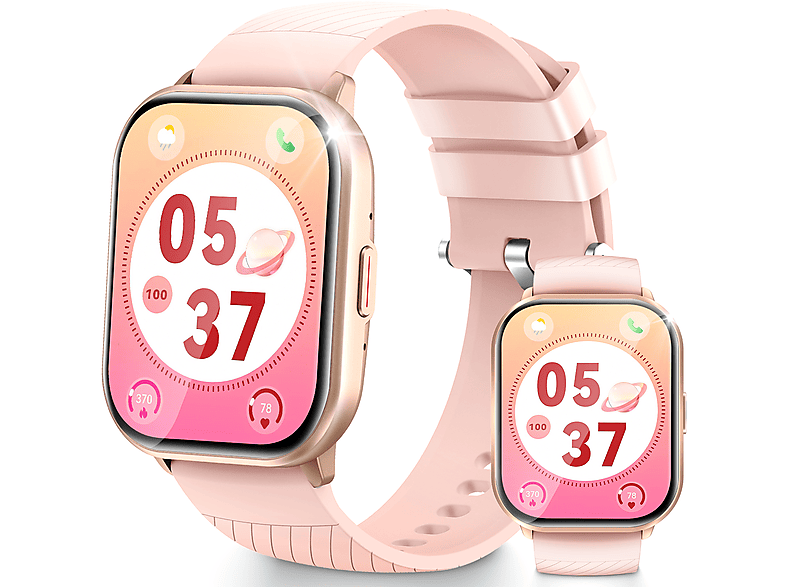 RAYOFI ZL99J Smartwatch Damen Herren, Fitness Uhr, Sportuhr Smartwatch Silikon, 220 mm, Schwarz/Rosa/Silver