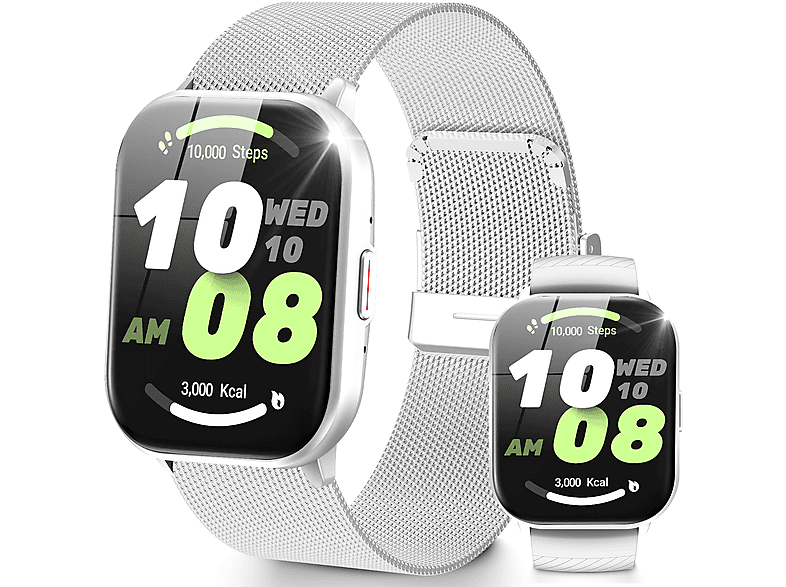 RAYOFI ZL99 Smartwatch Silikon/Metall, 22 mm, Silber