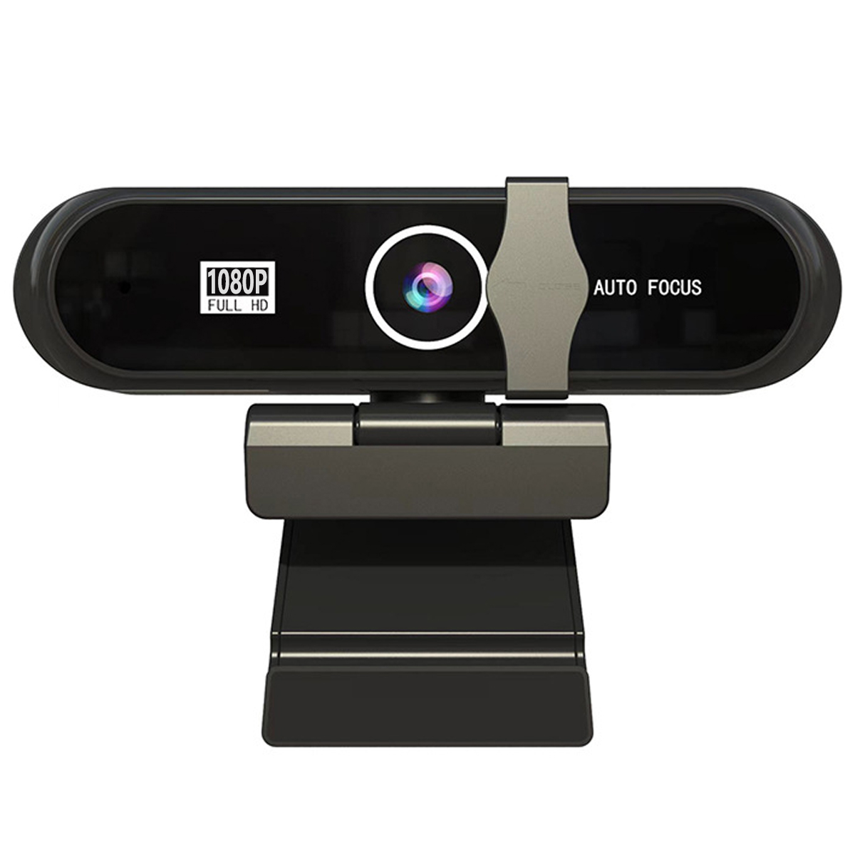 Schwarze Webcam mit Autofokus und 1080p Full HD.