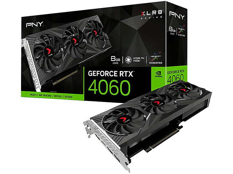 Tarjeta gráfica - PNY GeForce RTX 4060 XLR8 Gaming VERTO Triple Fan 8GB GDDR6