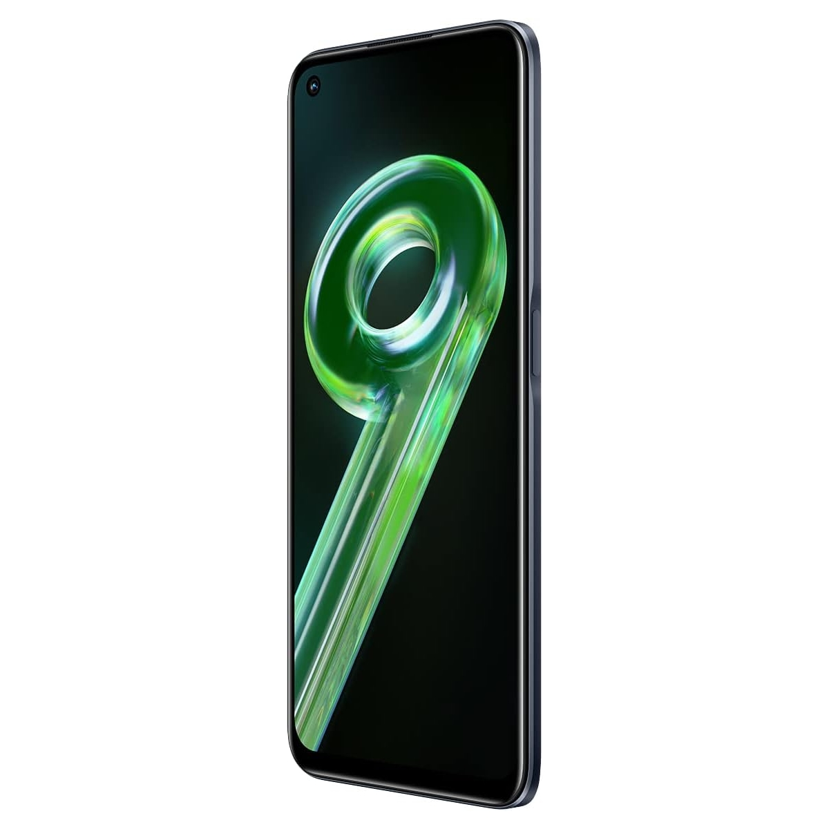 Ein Mobiltelefon mit großem Bildschirm und einem grünen und weißen Design der Ziffer 9.