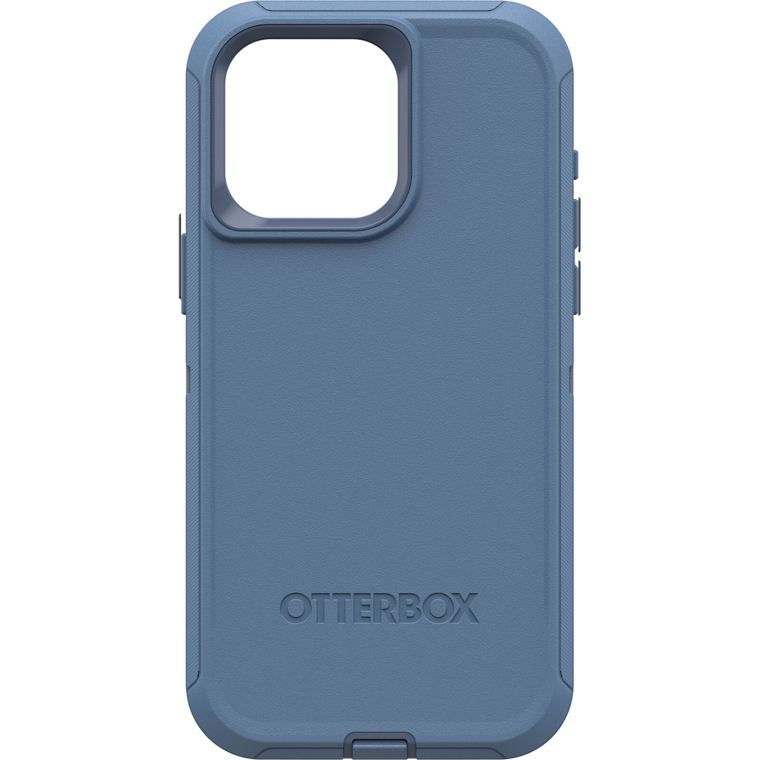 Blaue Otterbox-Handyhülle mit rechteckiger Kameramufe. Texturierte Oberfläche.