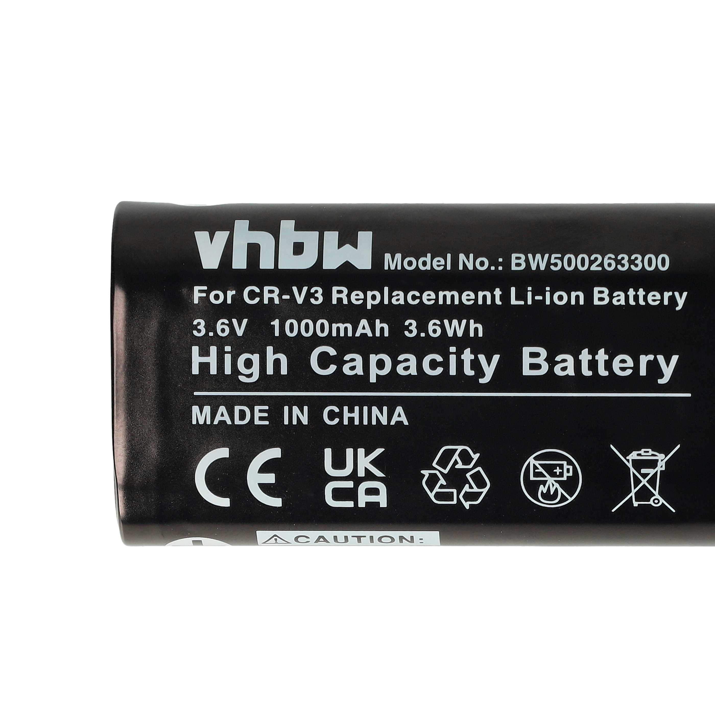 Nahaufnahme einer schwarzen Batterie mit weißem Text. Der Text enthält Marke, Modell und Spezifikationen.