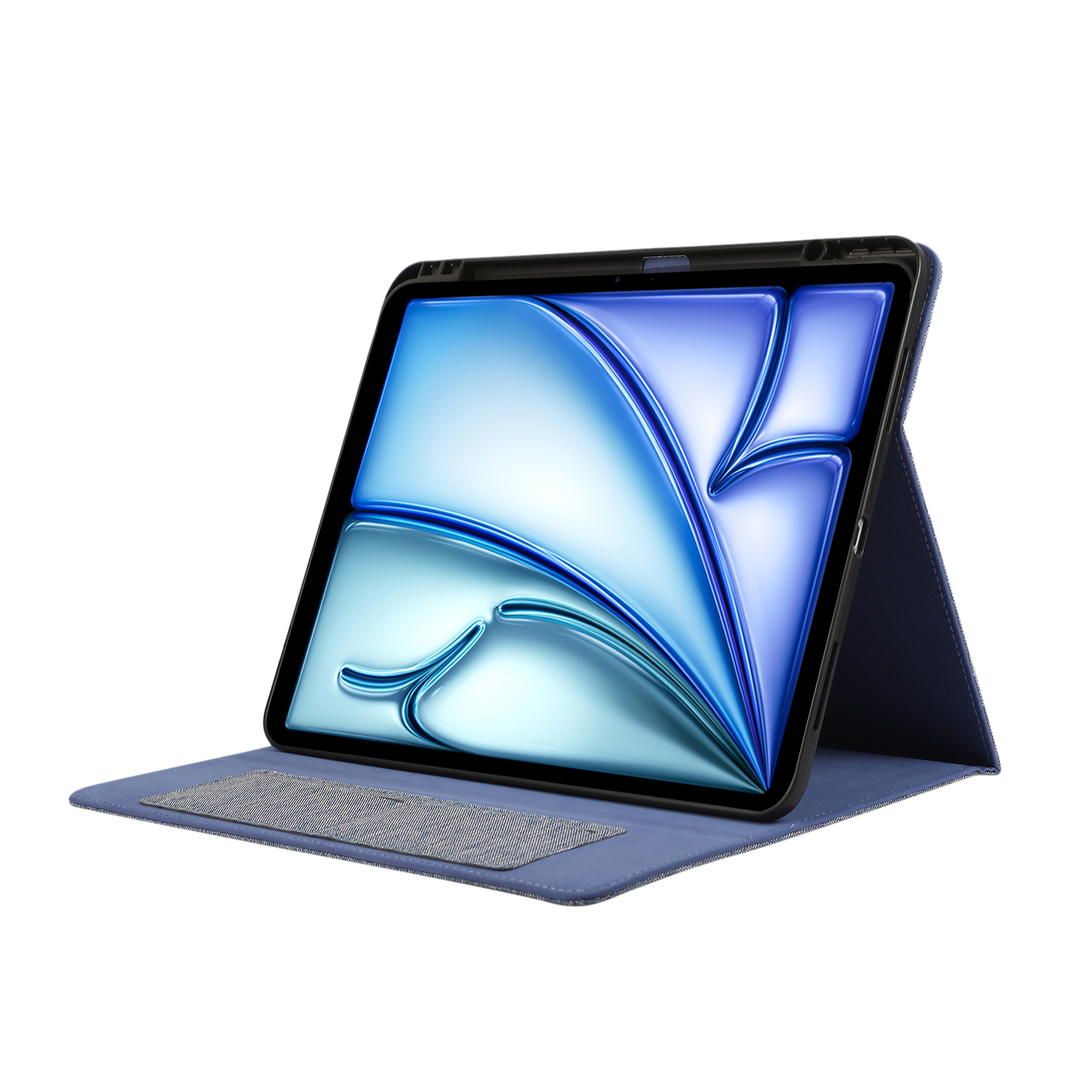 Eine Tablet-Hülle mit bunten Graffiti verziert, mit einem Riss-Effekt.
