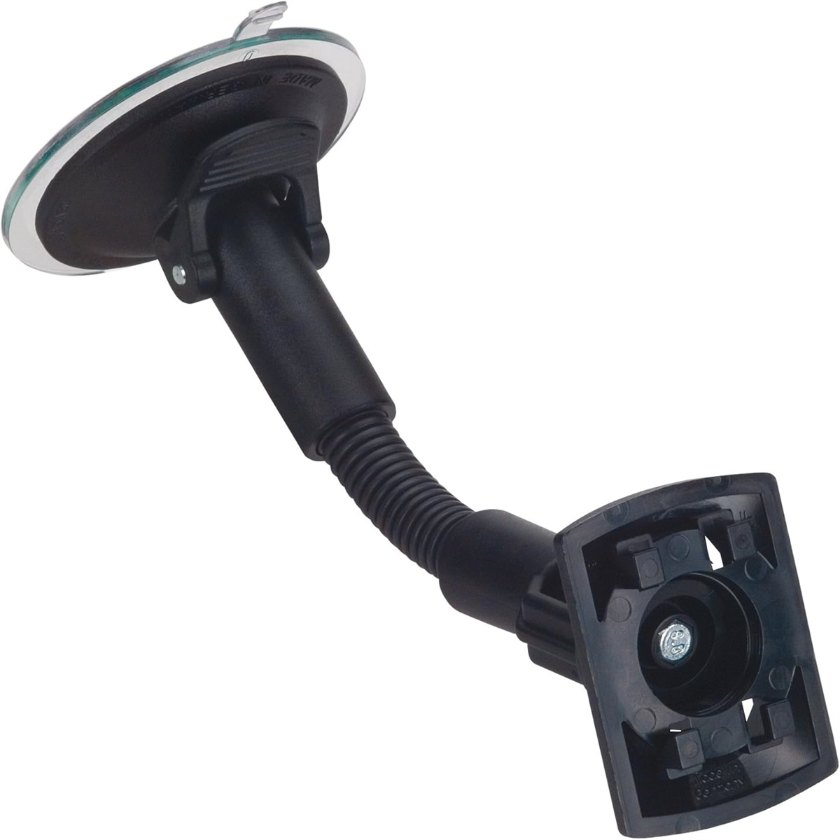 Windschutzscheiben-Autohalterung, schwarz, mit Saugnapf und flexiblem Arm.