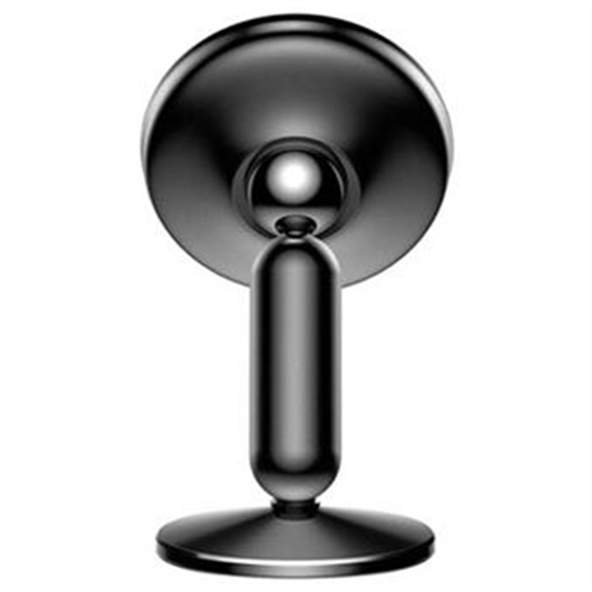 Schwarzer magnetischer Autotelefonhalter, einfaches Design, runde Basis und Oberteil.