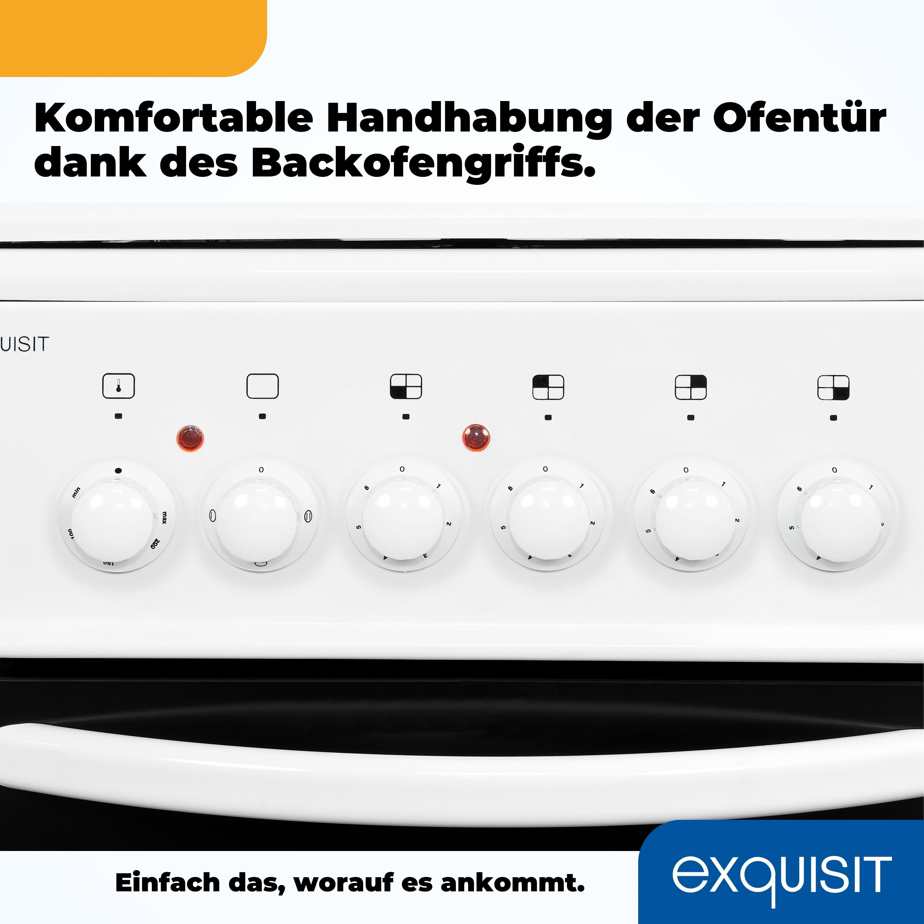 Nahaufnahme eines Bedienfelds eines Backofens mit Knöpfen und einem Ofengriff.