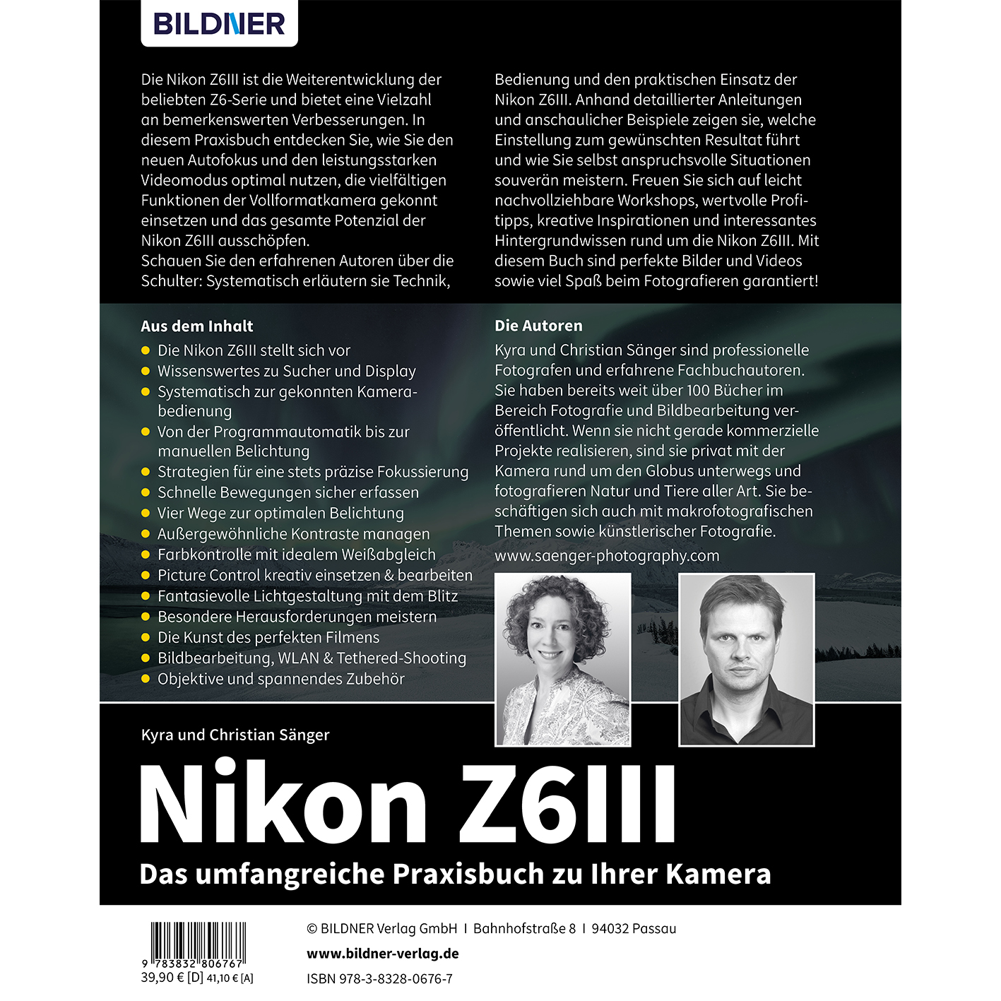 Buchcover des Nikon Z6III Kameraführers, mit Fotos der Autoren und einem Preisschild unten links.