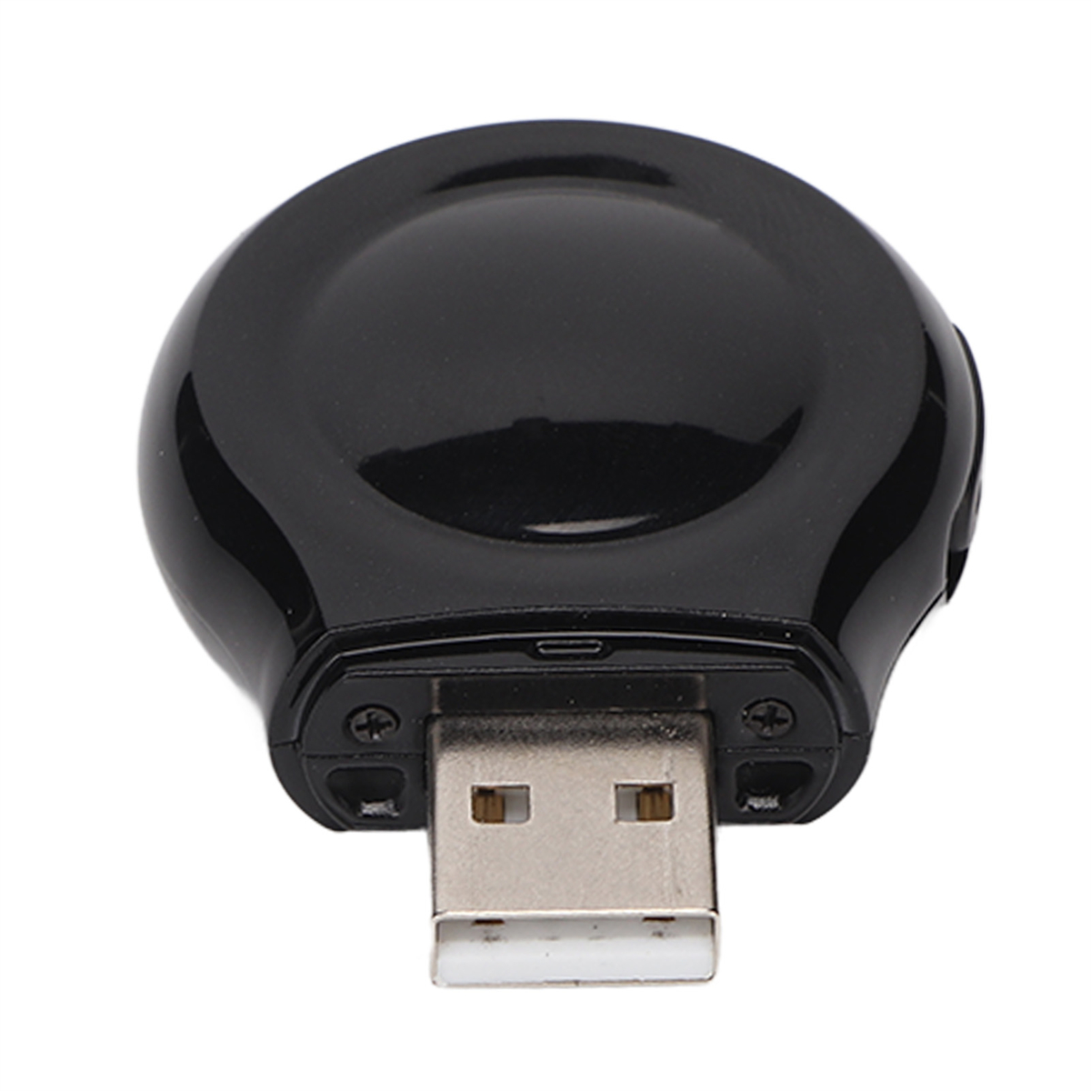 Ein schwarzes, abgerundetes Gerät mit einem USB-Anschluss.