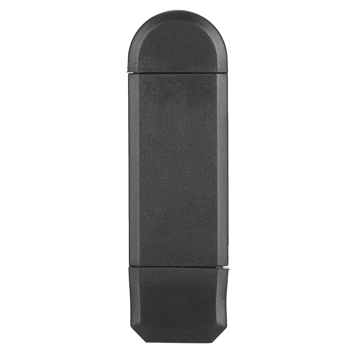 Schwarzer USB-Stick mit matter Oberfläche. Der Stick hat einen rechteckigen Körper und eine abgerundete Kappe.