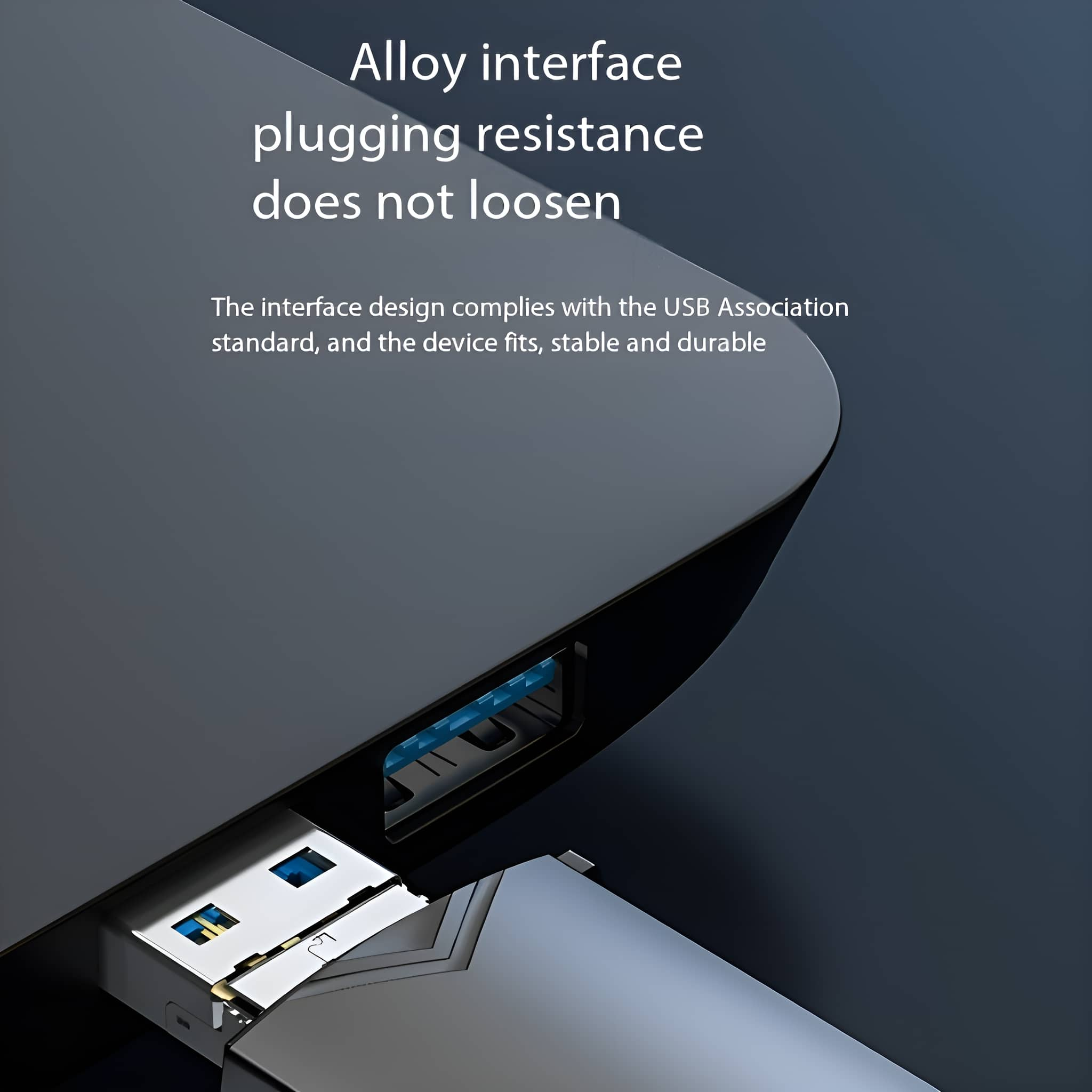 Ein USB-C-Laufwerk wird in ein schwarzes Gerät eingesetzt. Die Schnittstelle wird gezeigt.