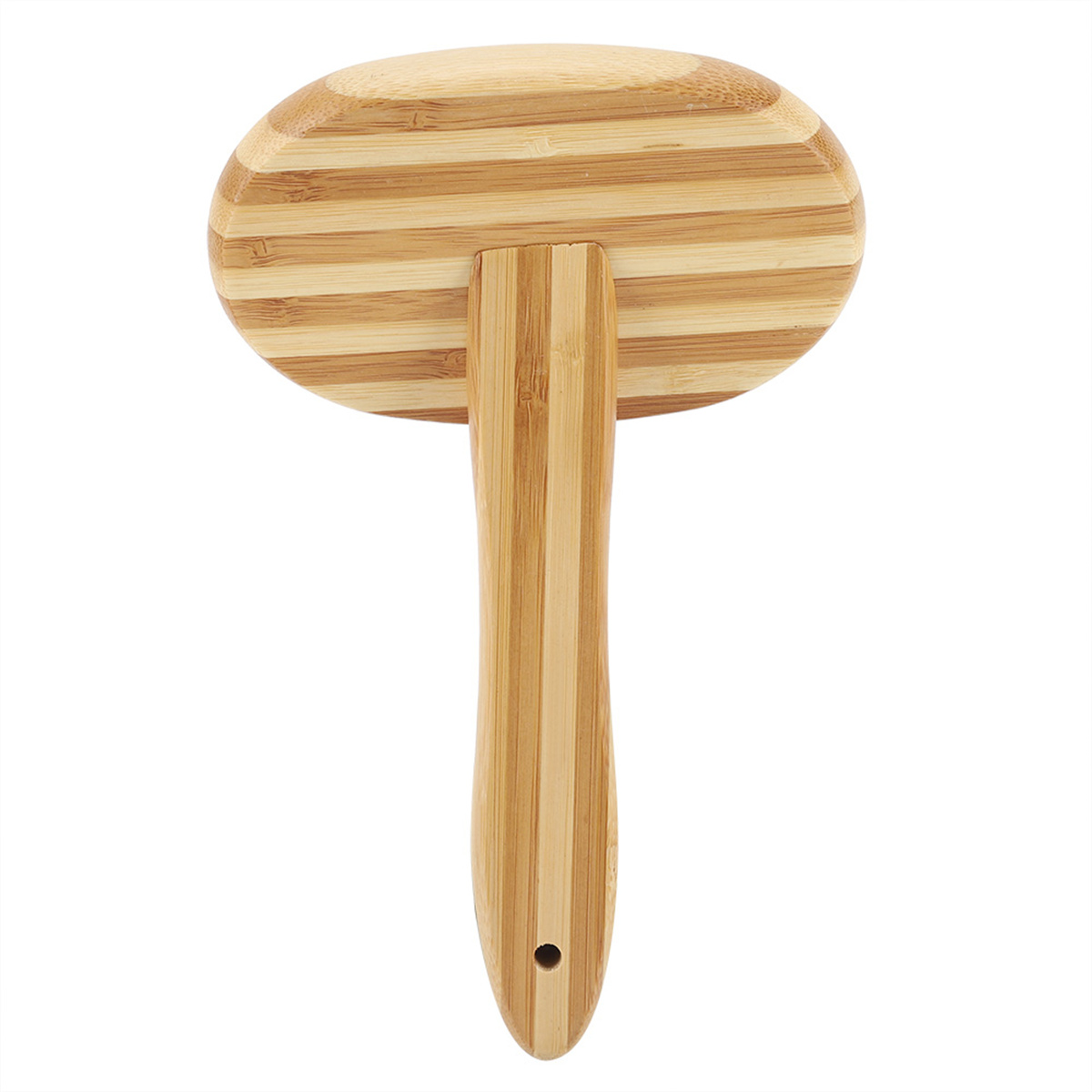 Holzbürste für Haustiere mit Griff. Weißer Hintergrund.