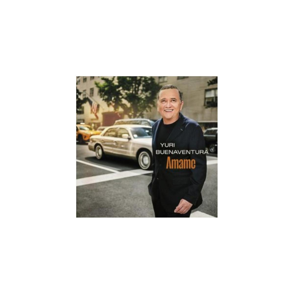 Yuri Buenaventura albumhoes. Man voor auto in de stad.