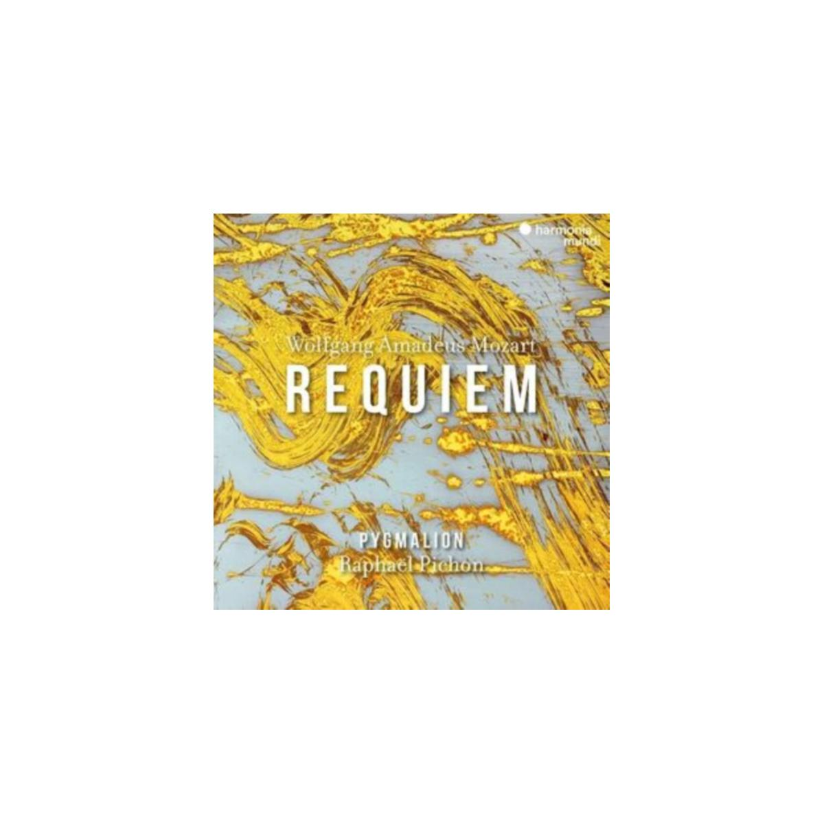 Copertina dell'album con pennellate dorate e il titolo 'Requiem' di Mozart.