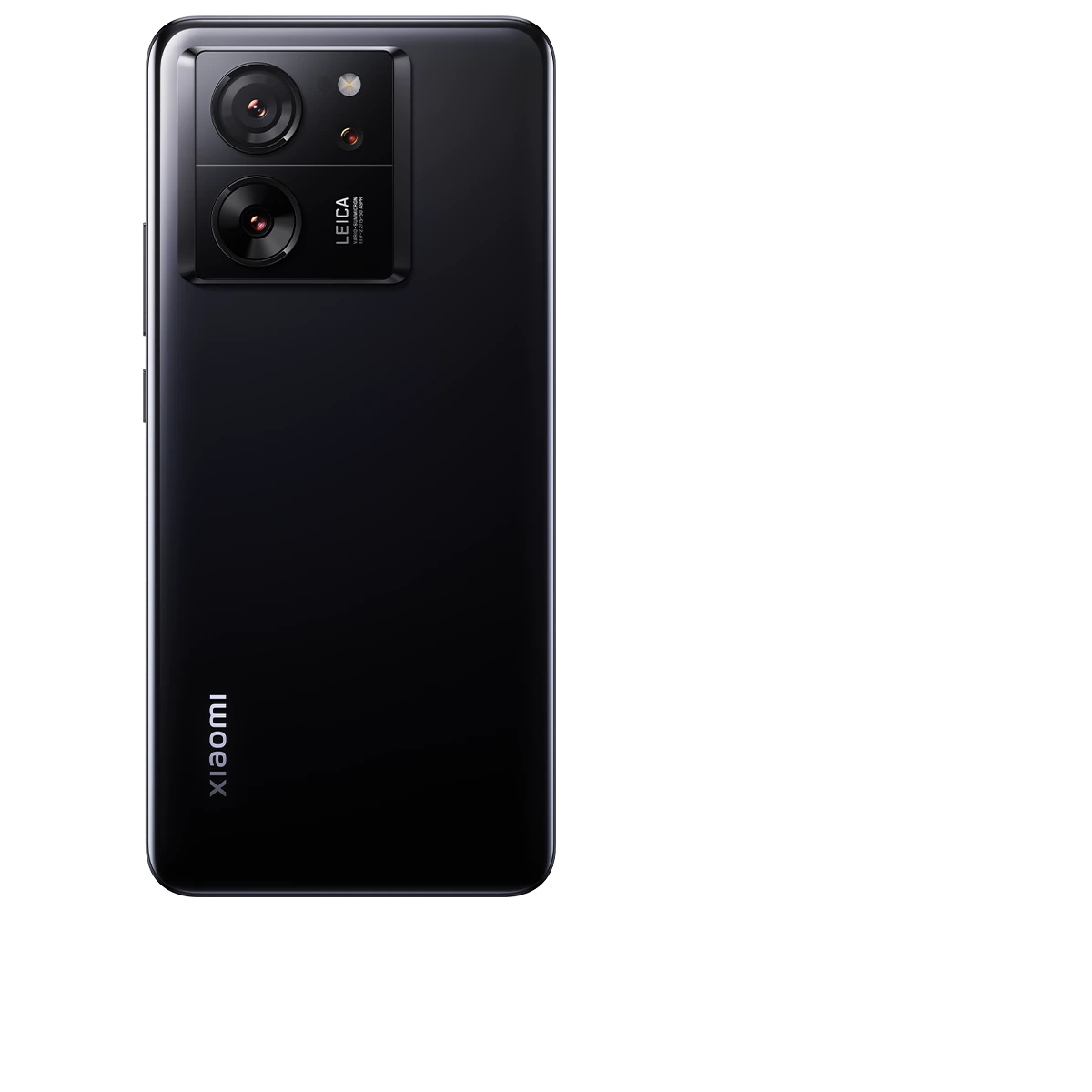 Czarny smartfon z wypukłością aparatu i logo Leica.