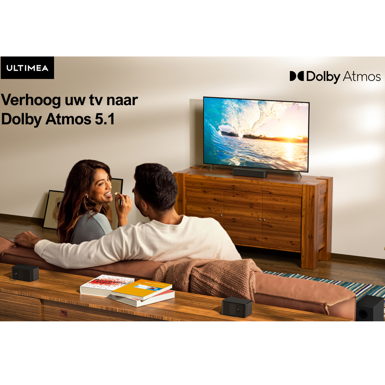 ULTIEA Barra de sonido de 5.1 canales con Dolby Atos, sistea de