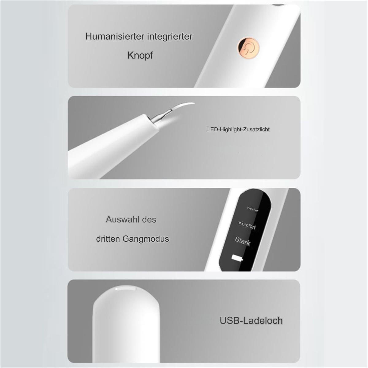 Nahaufnahmen von Produktbildern mit Textbeschriftungen, die auf verschiedene Teile zeigen.