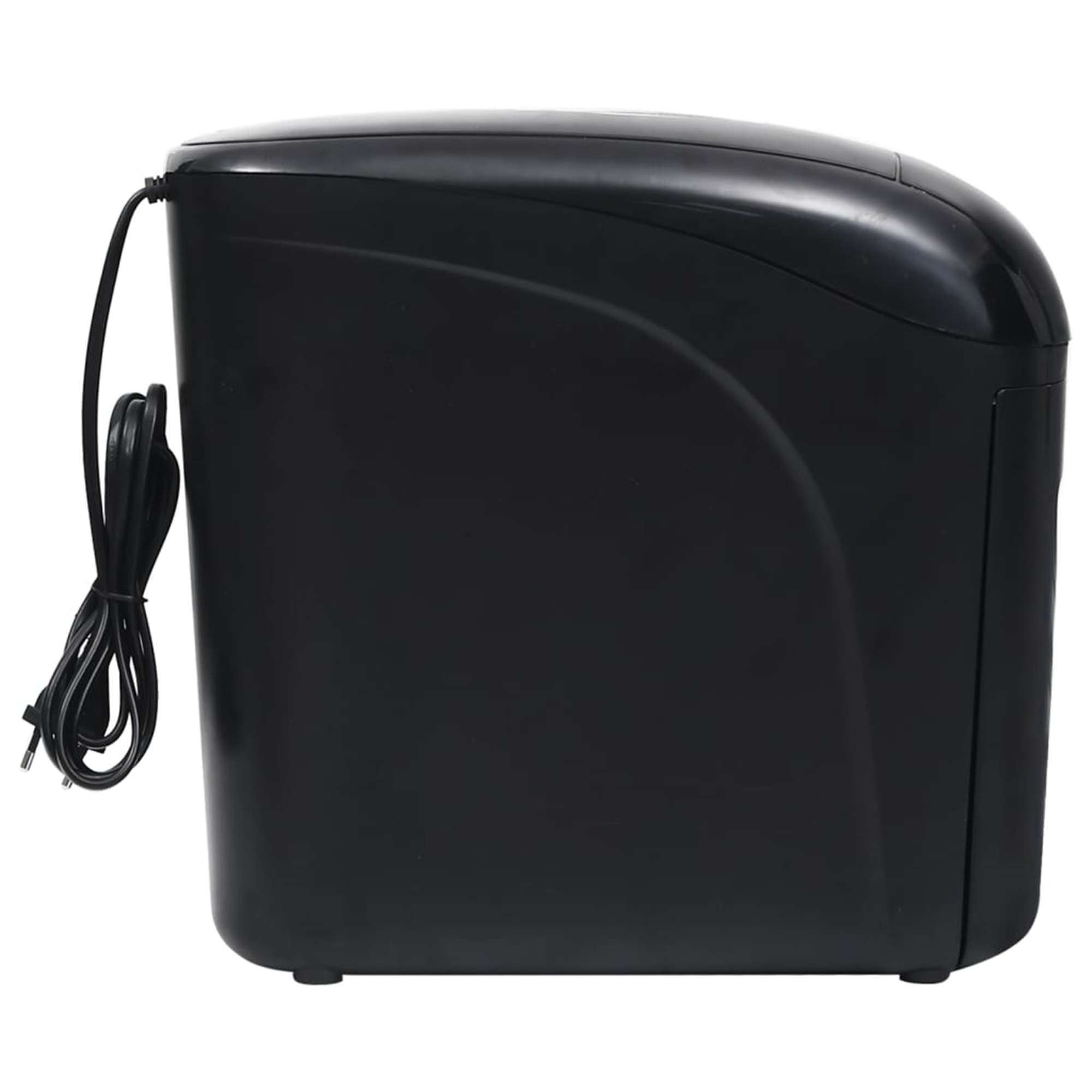 Eine schwarze Maschine mit Netzkabel. Es hat ein geschwungenes Design.