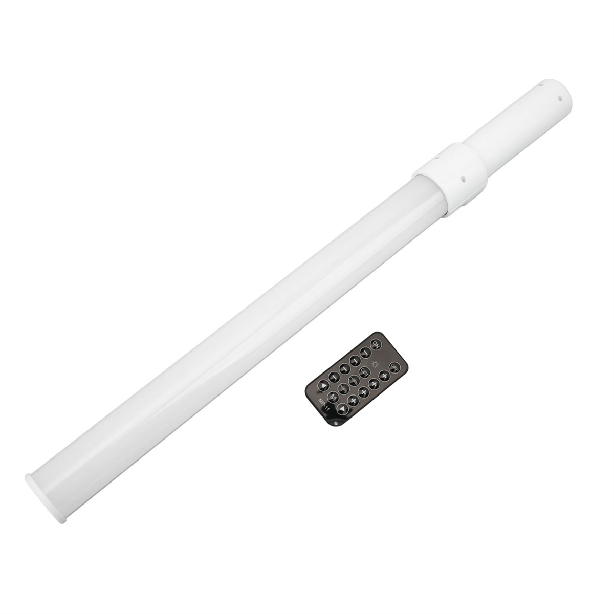 Weißer, langer Lichtstab mit Fernbedienung.