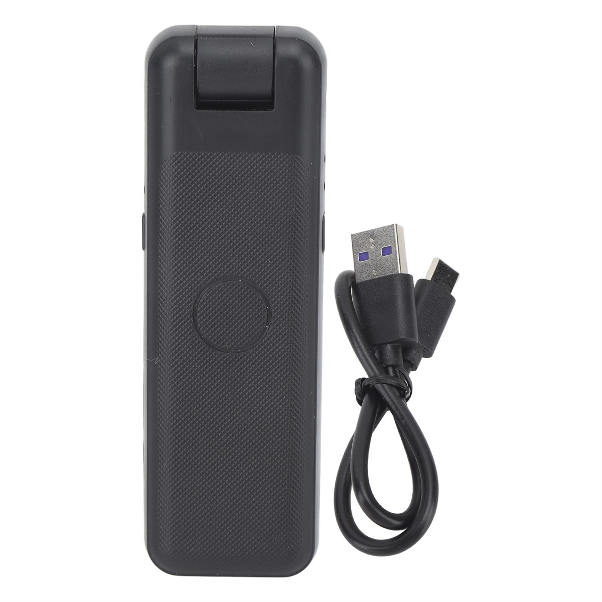Ein schwarzes Gerät mit USB-C-Kabel, wahrscheinlich ein Kamerazubehör.