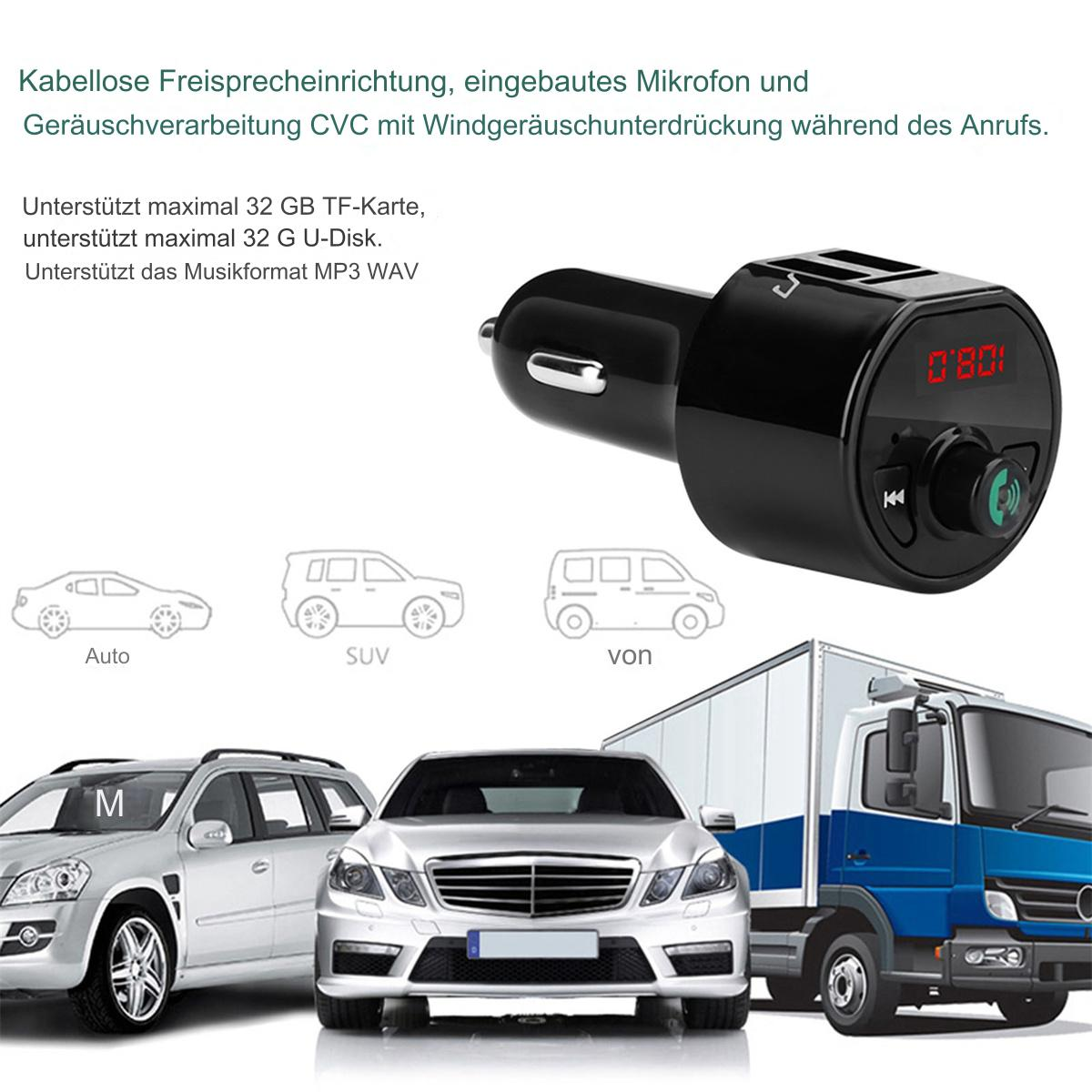 Ein schwarzer Auto-Adapter mit Display. Autos und ein LKW im Hintergrund.