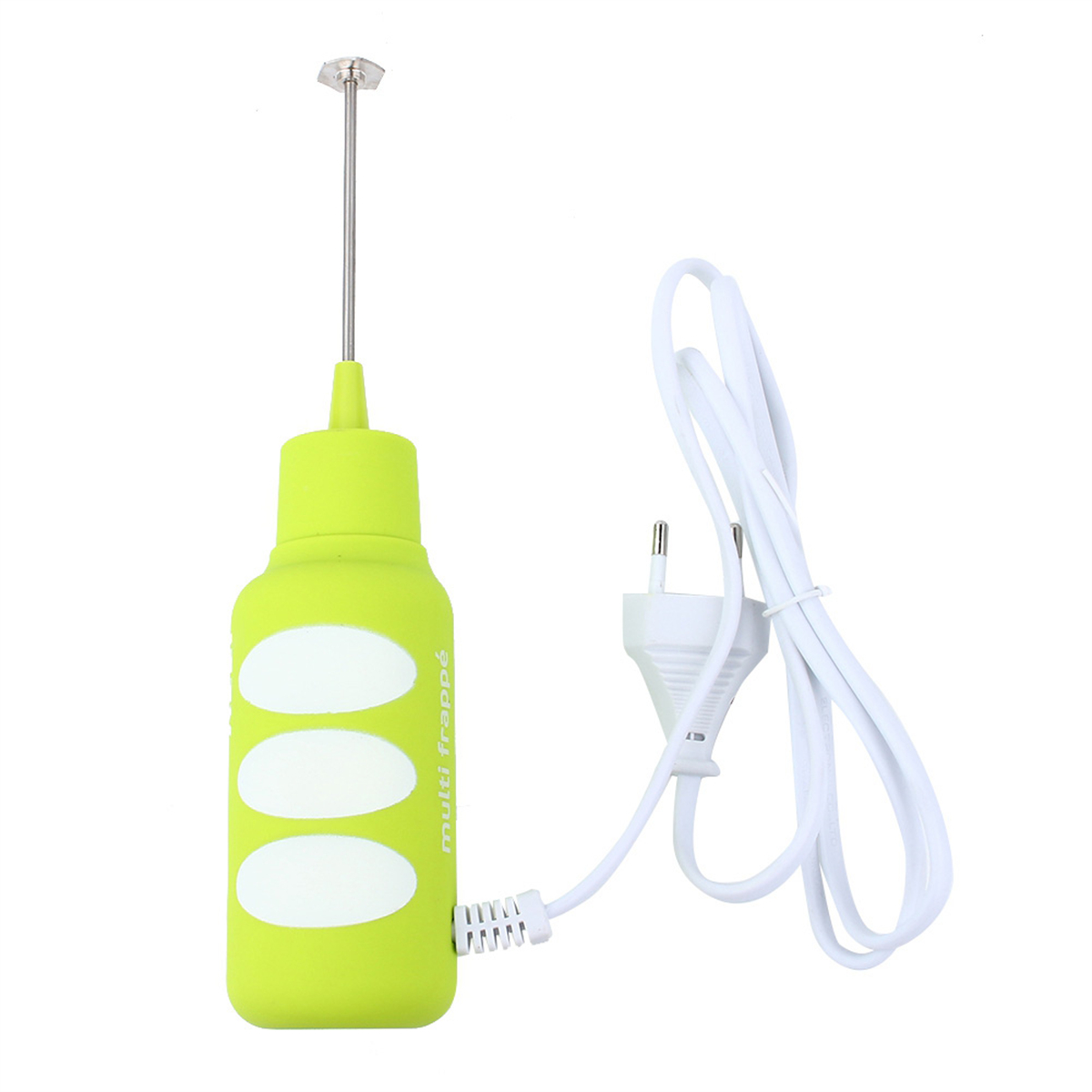 Grüner Multi-Frappé-Elektroaufschäumer mit weißem Netzkabel.