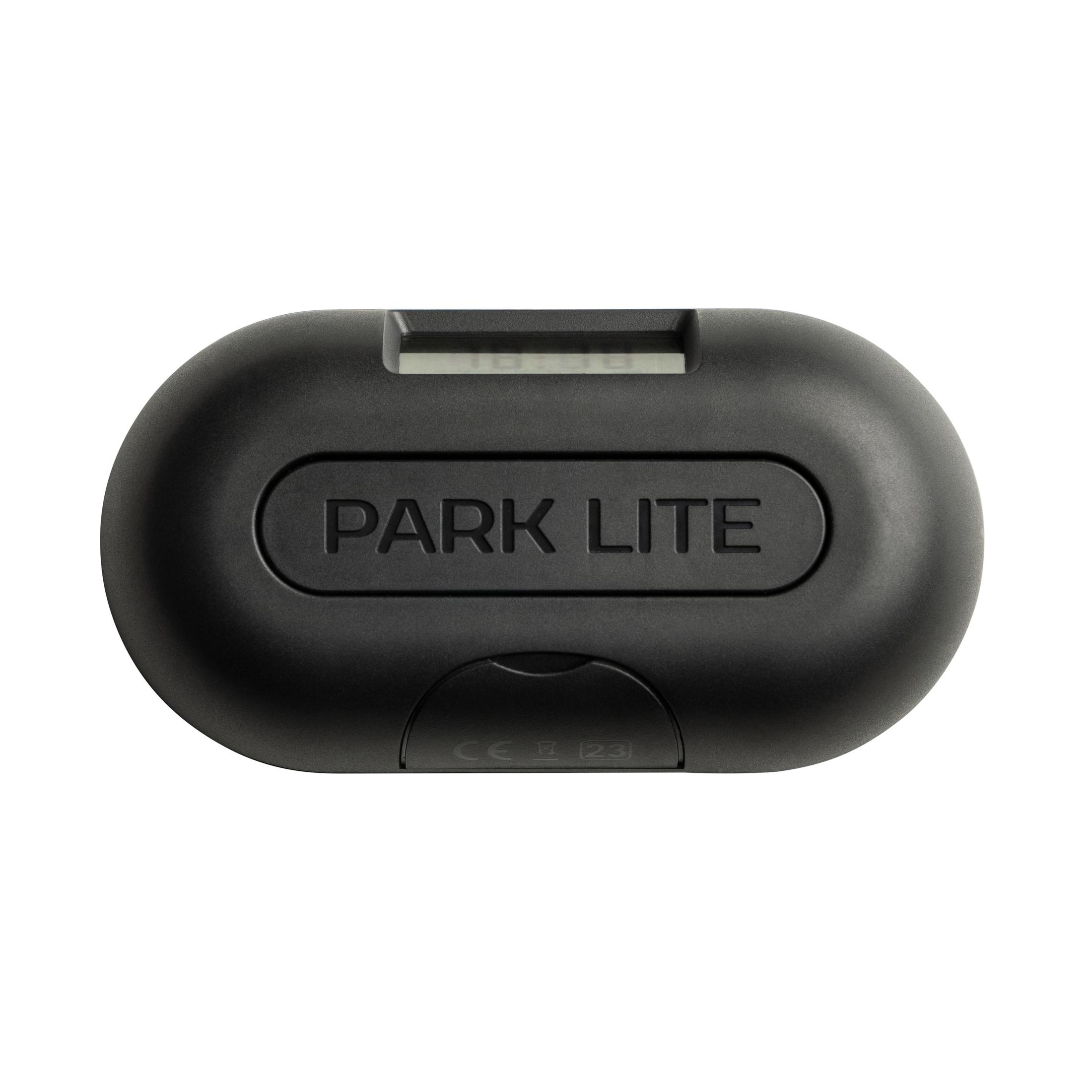 Ein schwarzes Park Lite-Gerät mit der Aufschrift 'PARK LITE'.