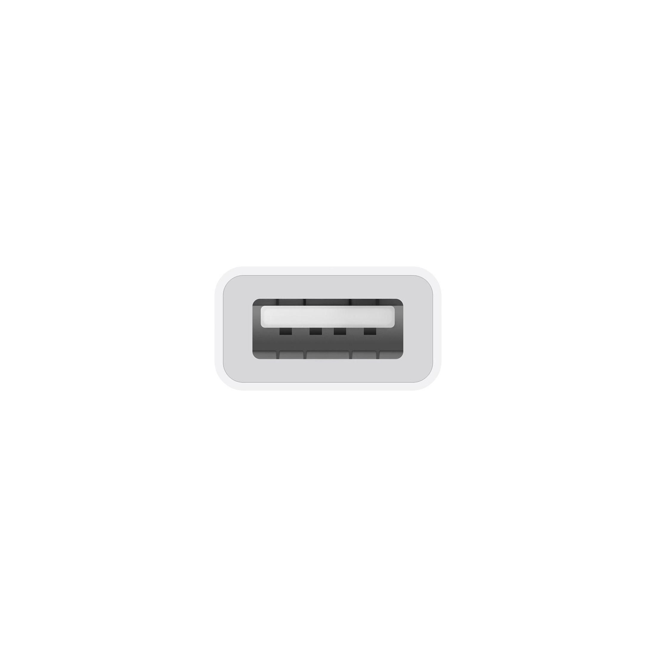 Porta USB bianca. Forma rettangolare con interno nero. Su sfondo bianco.