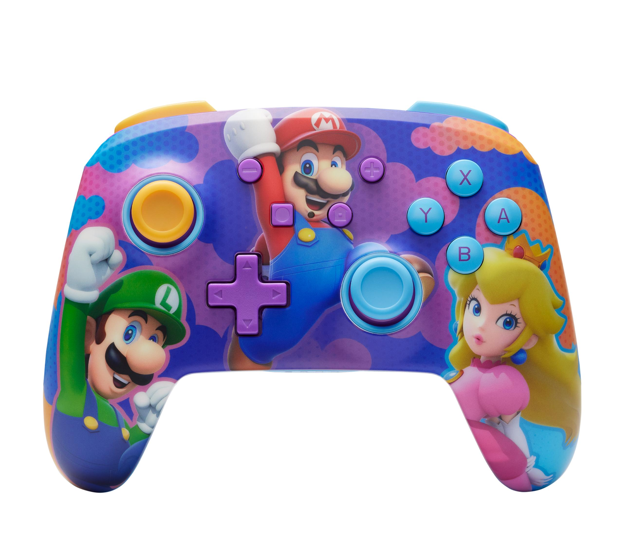 Kontroler w stylu Mario z Mario, Luigim i Peach.