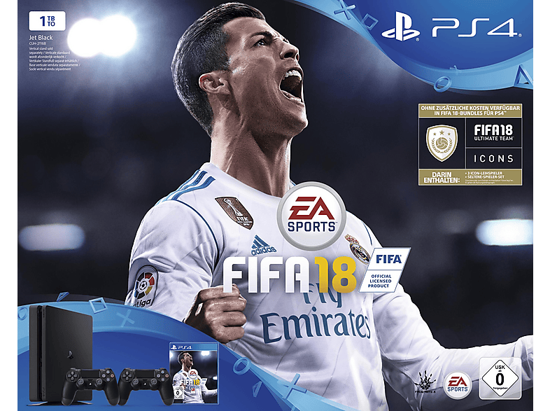 SONY 9915164 PS4 1TB BLACK +FIFA 18/+DS4/+PS PLUS 14 T.