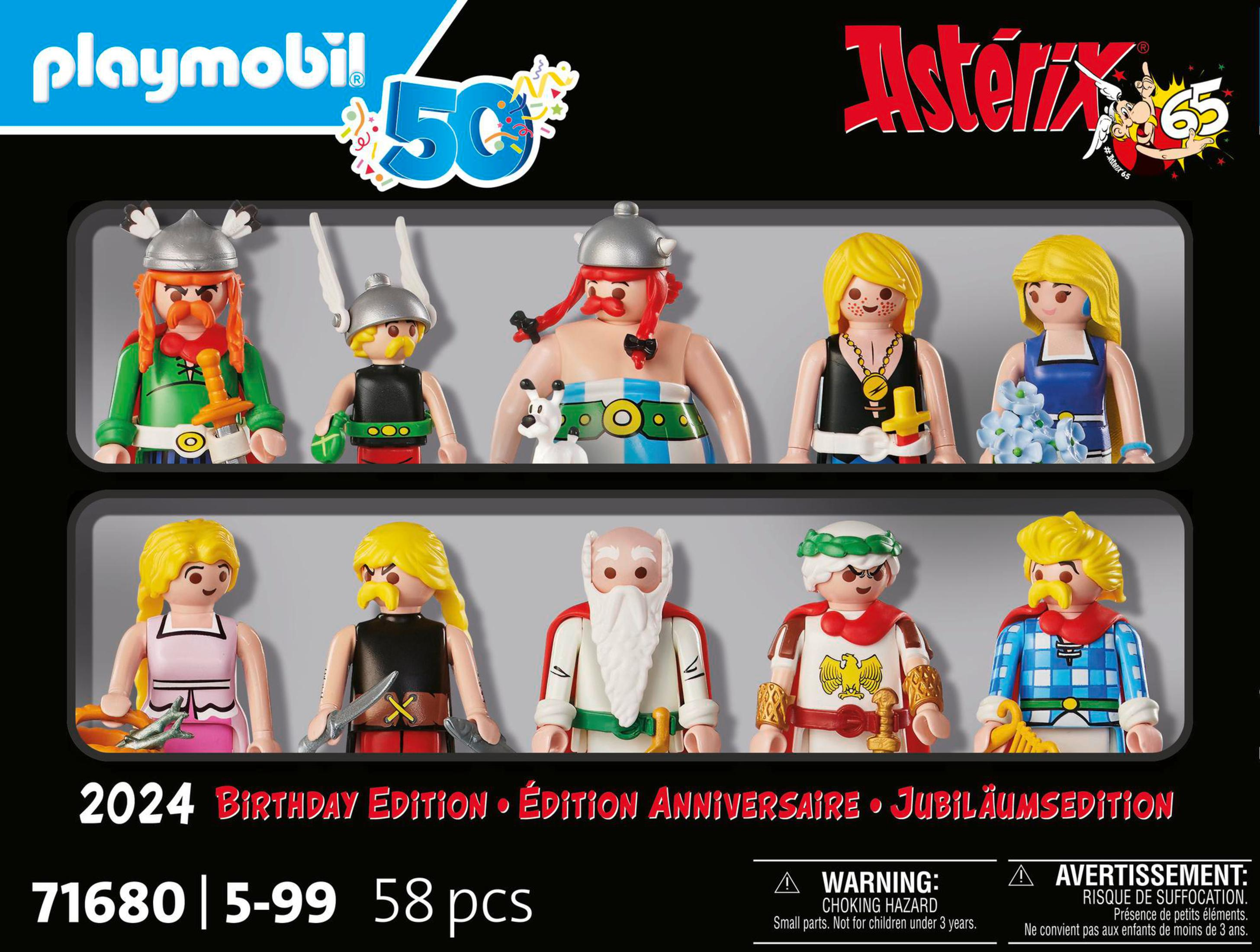 Playmobil Asterix-Set mit 8 Figuren, feiert 50 und 65 Jahre.