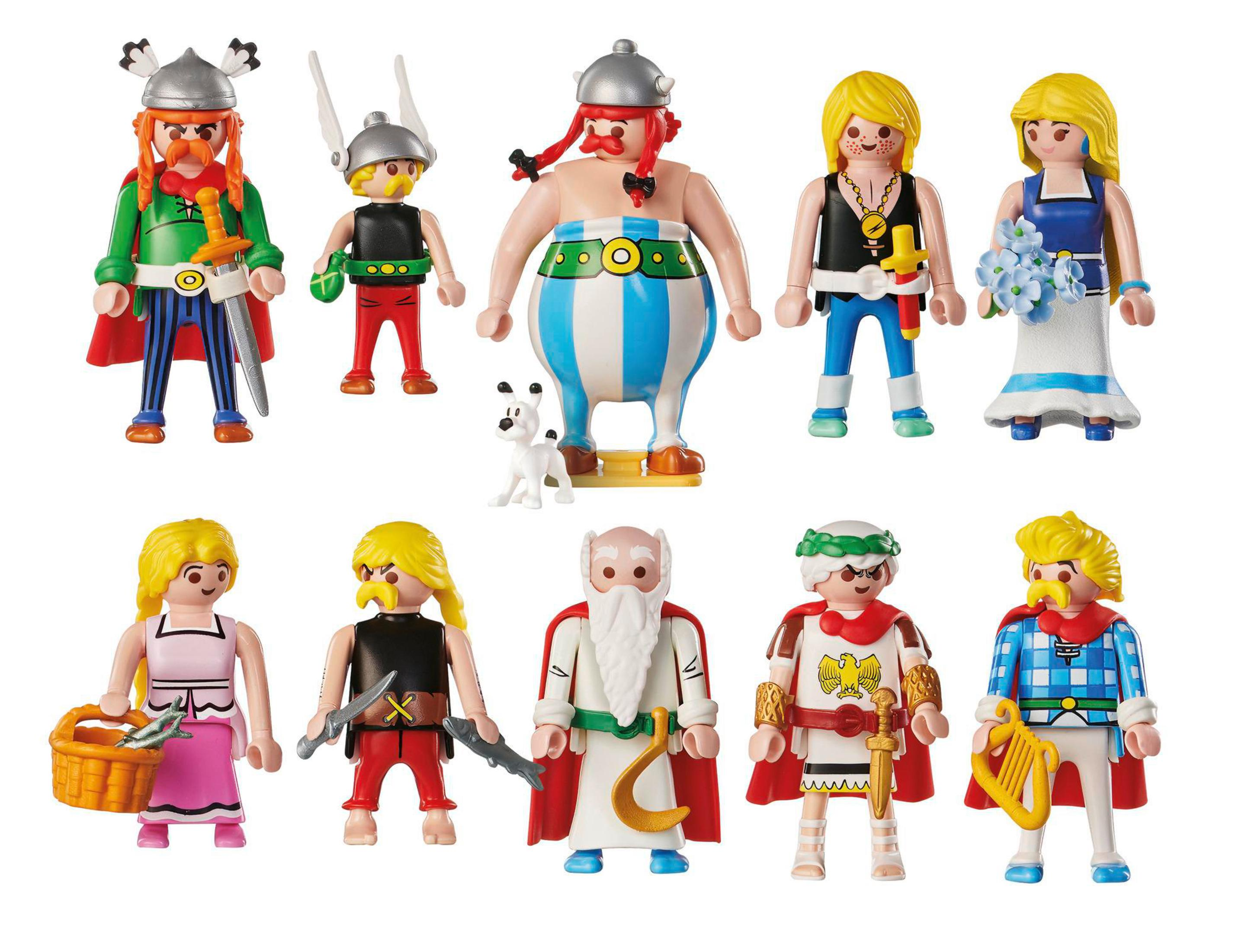 Playmobil-Figuren der Asterix-Charaktere, darunter Asterix, Obelix und andere.