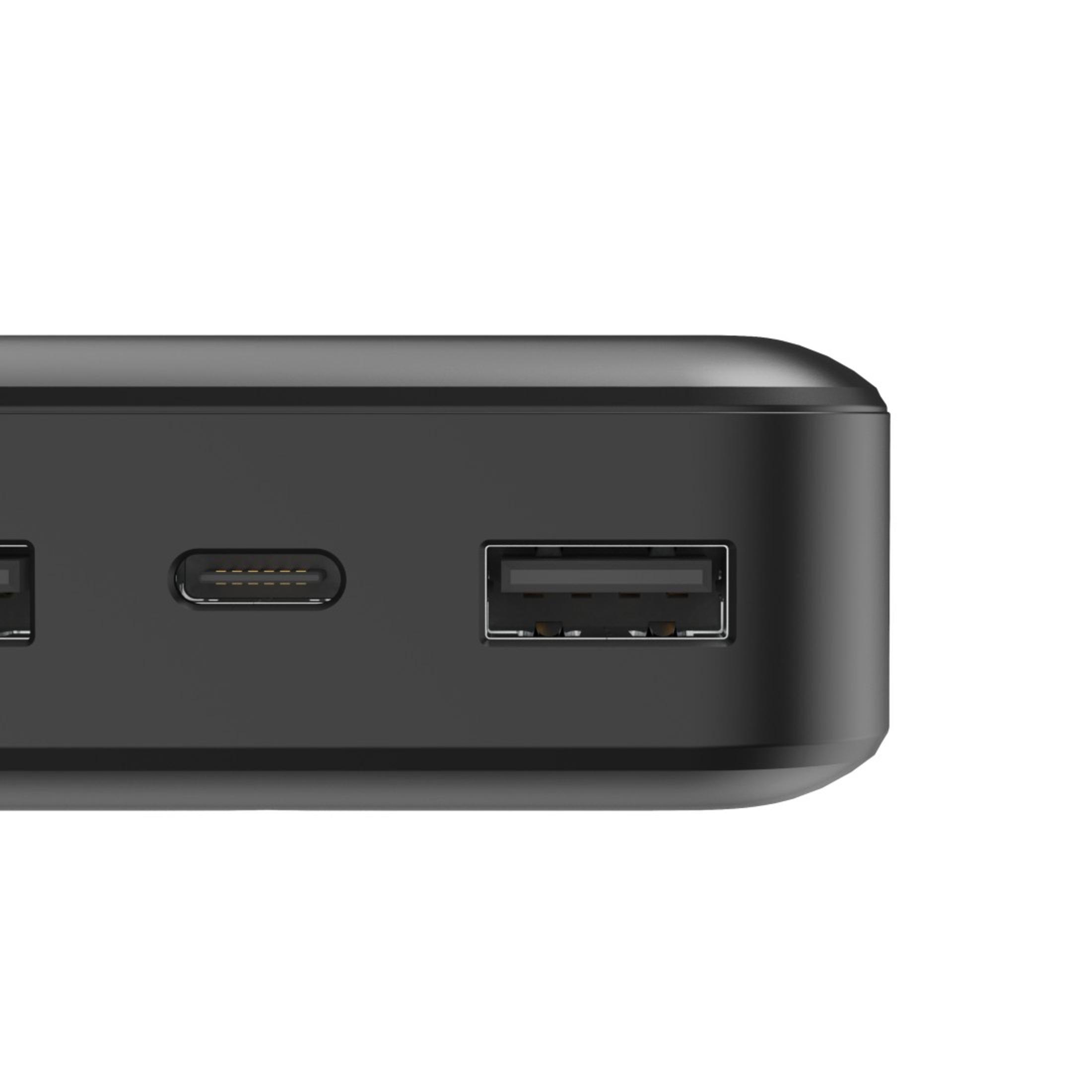 Dispositivo negro con puertos USB y USB-C.