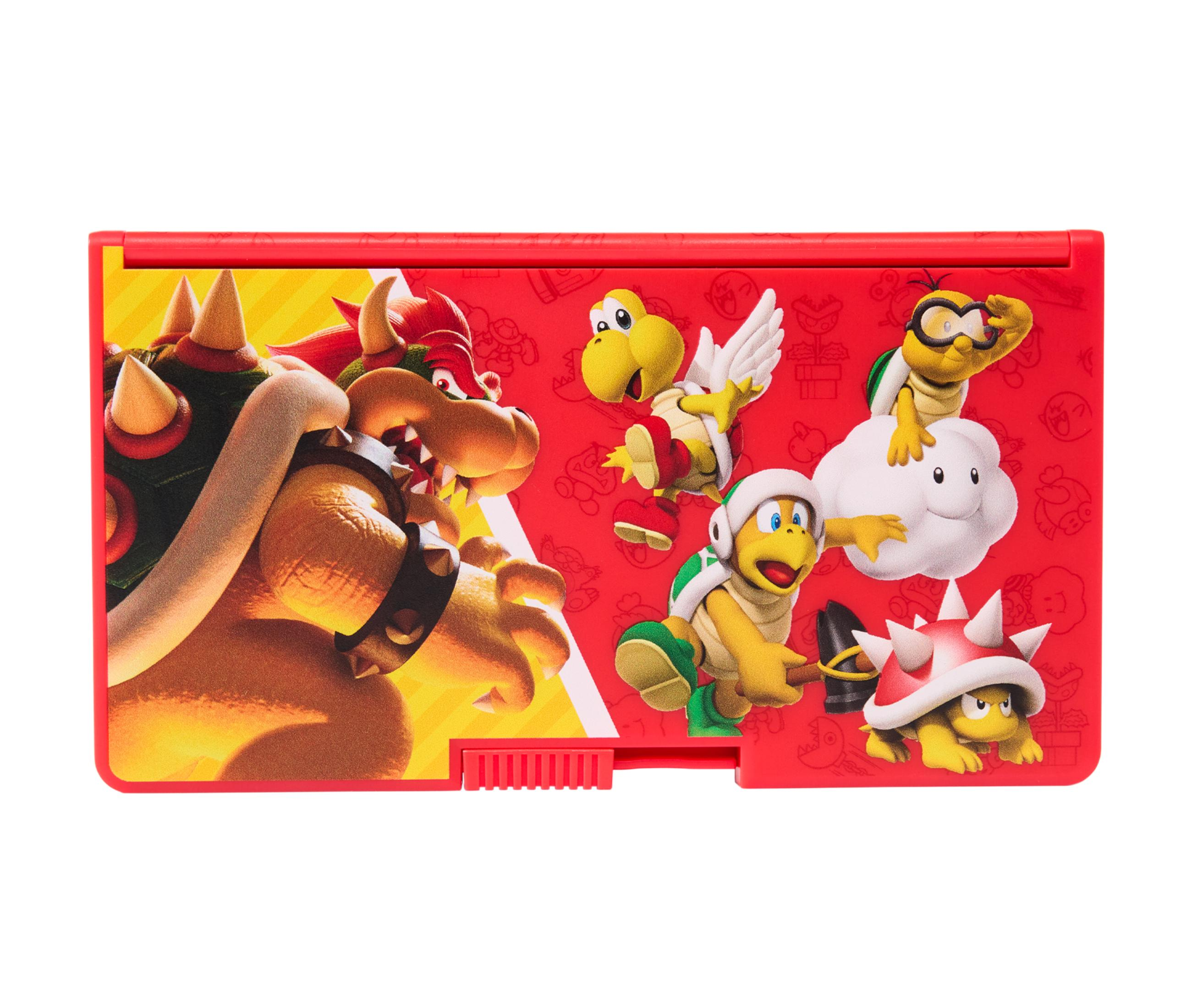 Rotes Federmäppchen mit Mario-Charakteren, darunter Bowser und verschiedene Koopa Troopas.